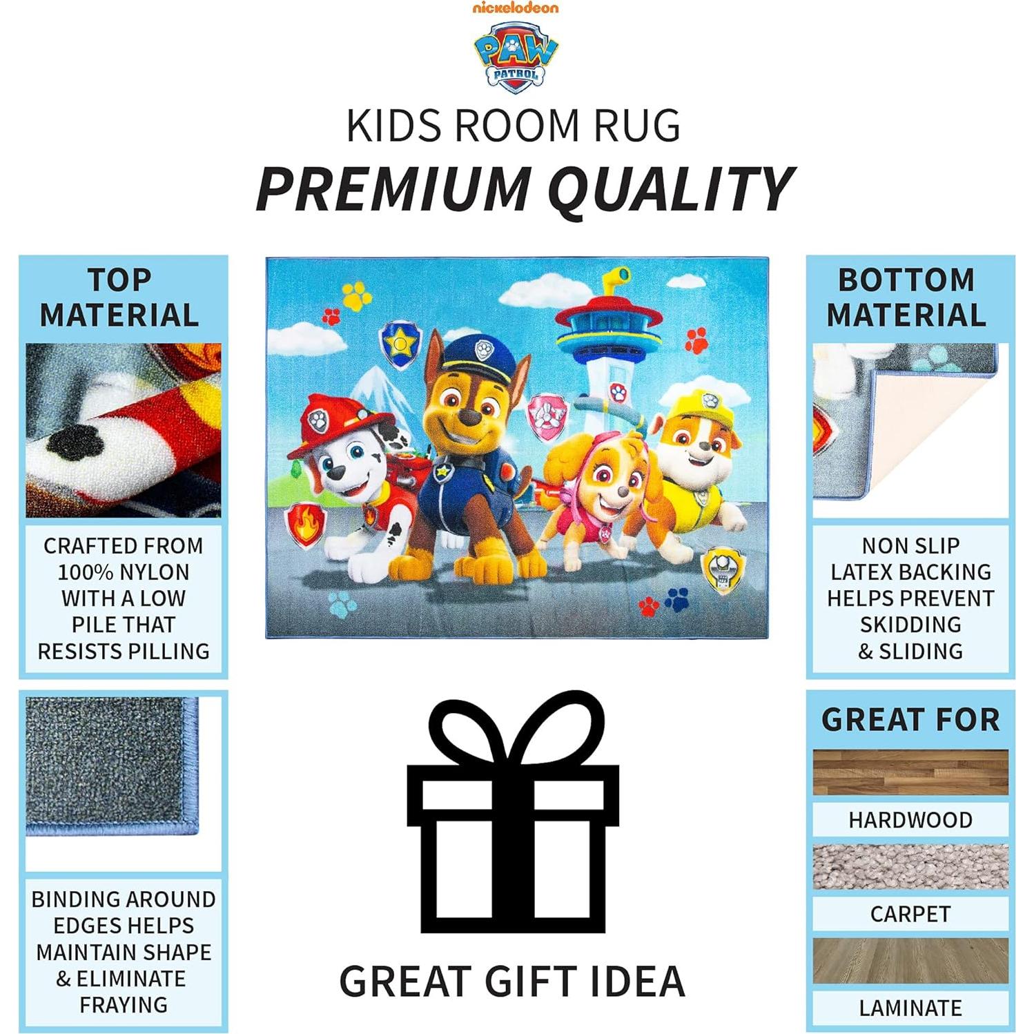 Alfombra de Área Antideslizante Franco Kids Room Paw Patrol 175x132 cm