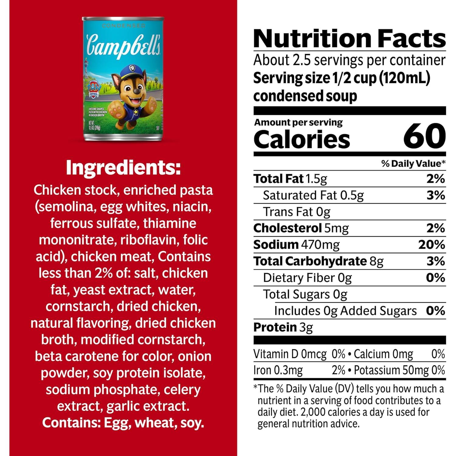 Sopa Infantil Condensada Campbell's Paw Patrol 12 Latas 10.5 oz