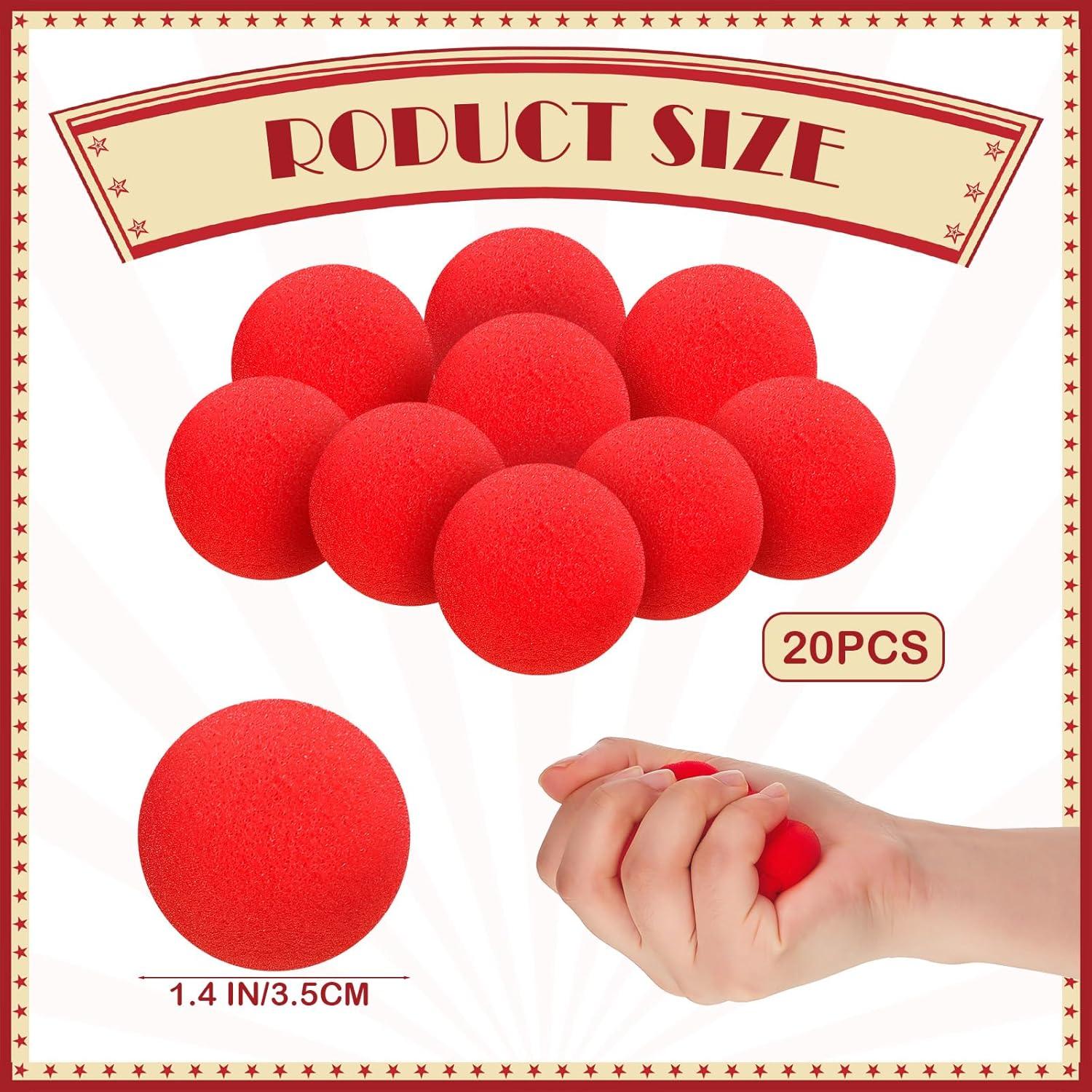 Skylety 20 Pieces Red Sponge Balls Soft Magic Sponge Balls Combo Close-Up Magic Street Classical Comedy Trick Props with Instructions(1.4 Inch)