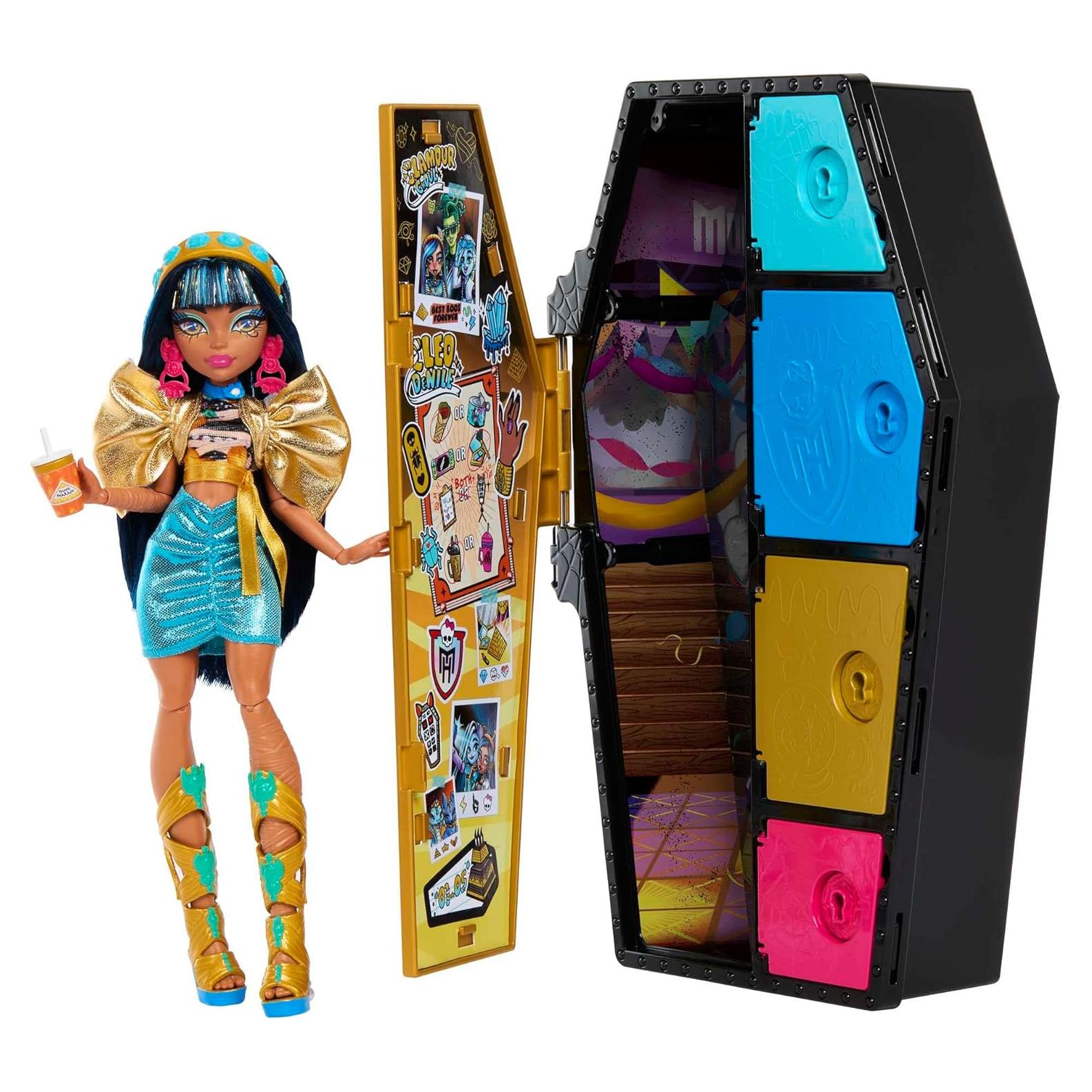 Muñeca Cleo De Nile Monster High con armario y 19 sorpresas