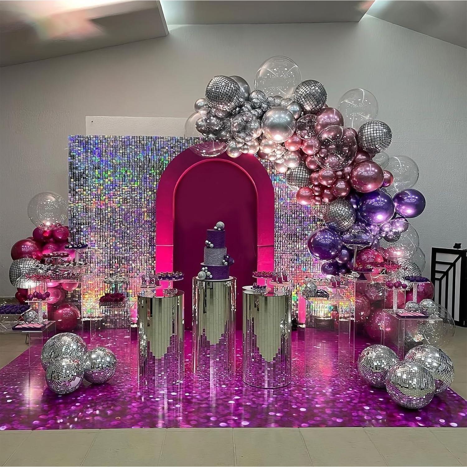 Kit de Globos Metálicos Rosa y Morado 35 Piezas 12"