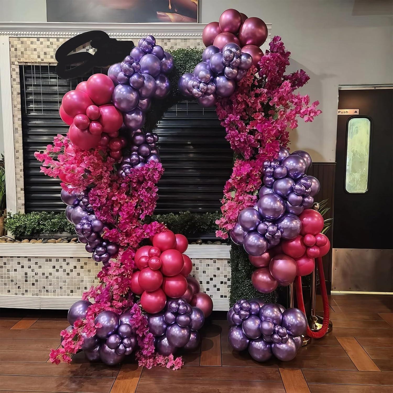 Kit de Globos Metálicos Rosa y Morado 35 Piezas 12"