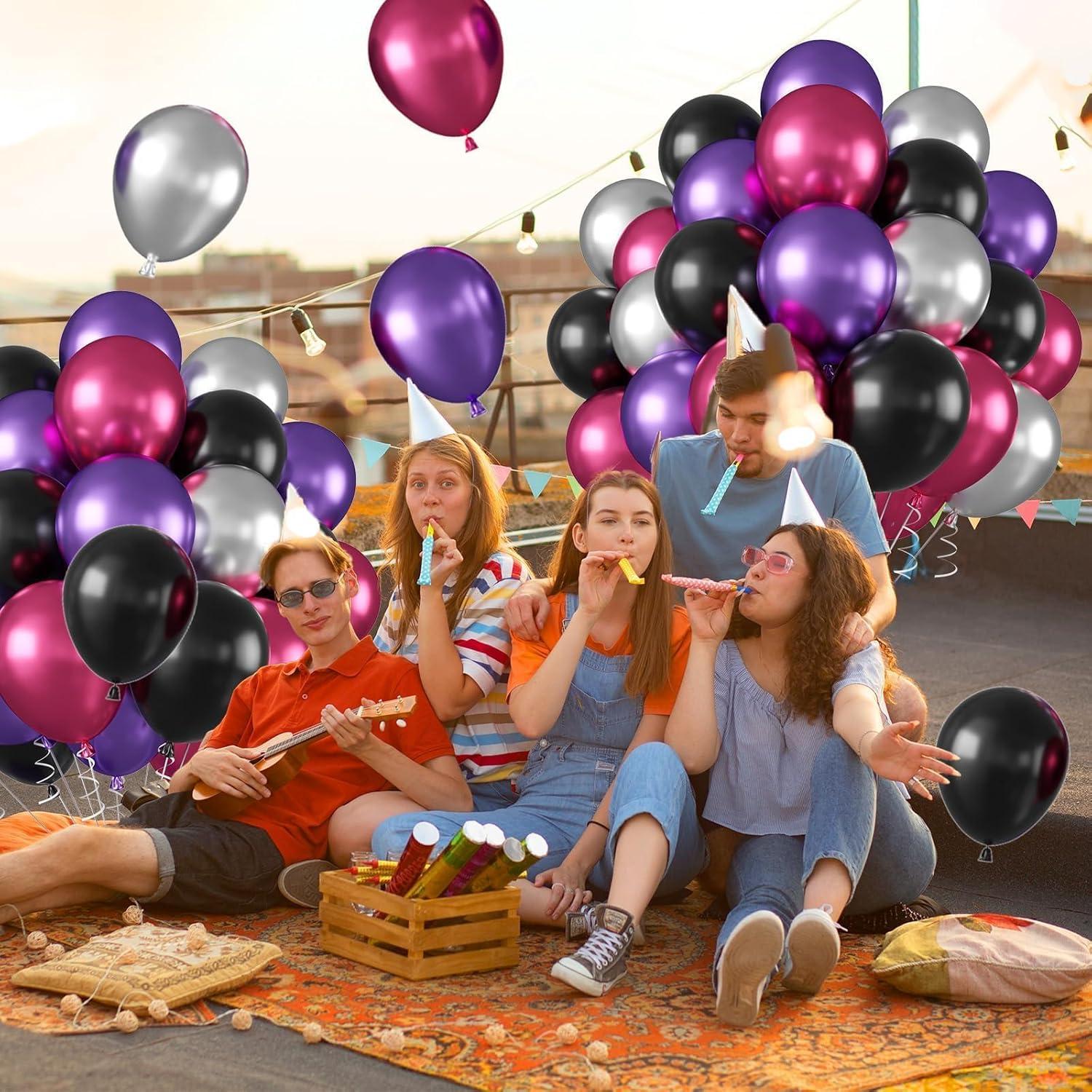 Kit de Globos Metálicos Rosa y Morado 35 Piezas 12"