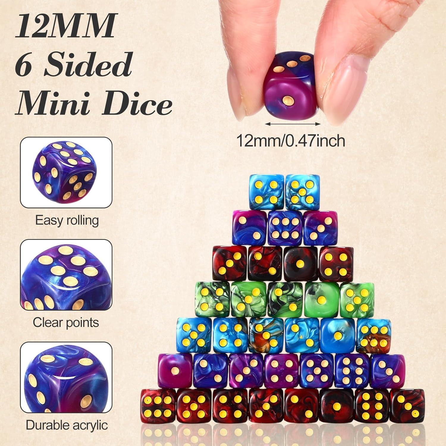 Set de 144 Dados D6 de 12mm Foilswirl en 4 Colores