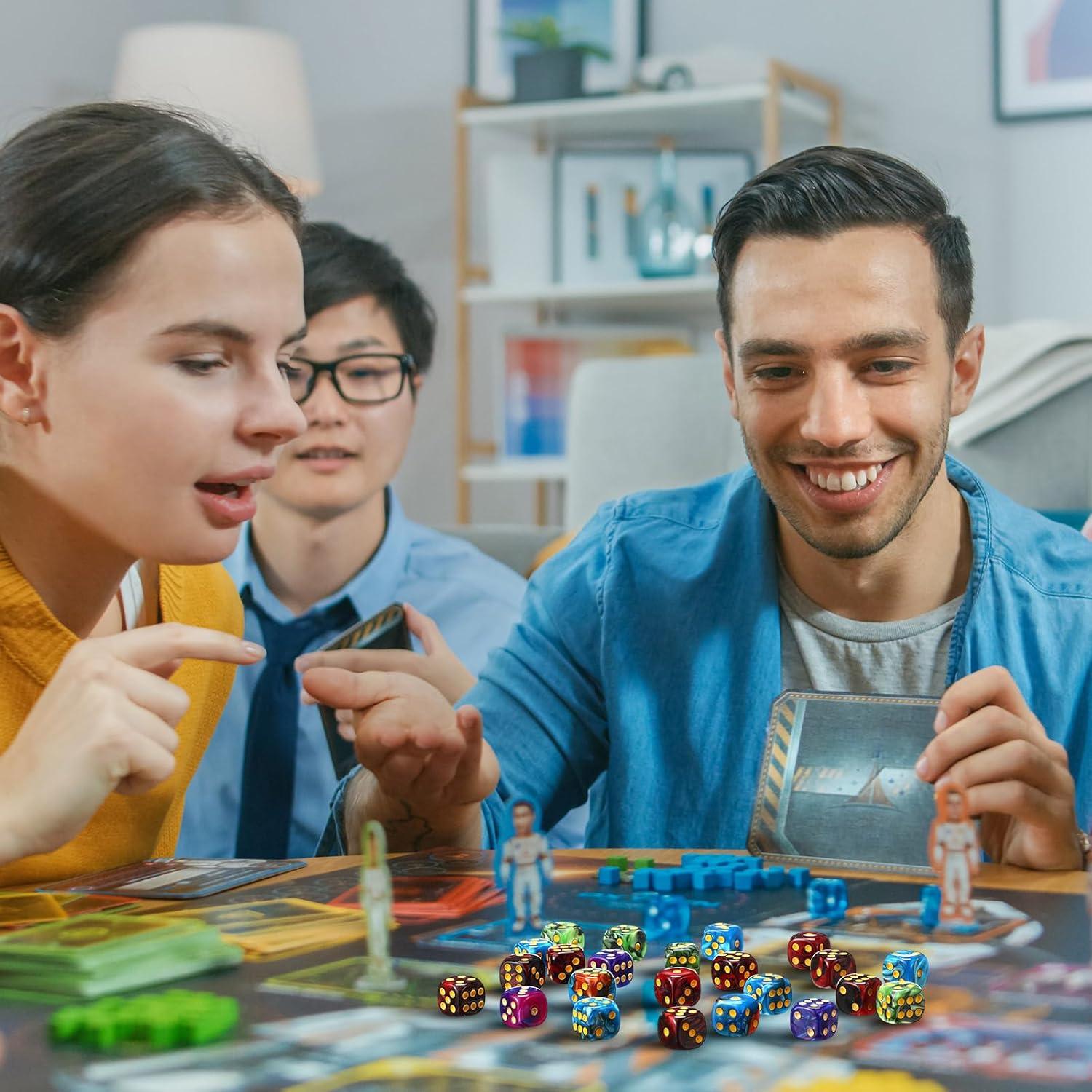 Set de 144 Dados D6 de 12mm Foilswirl en 4 Colores