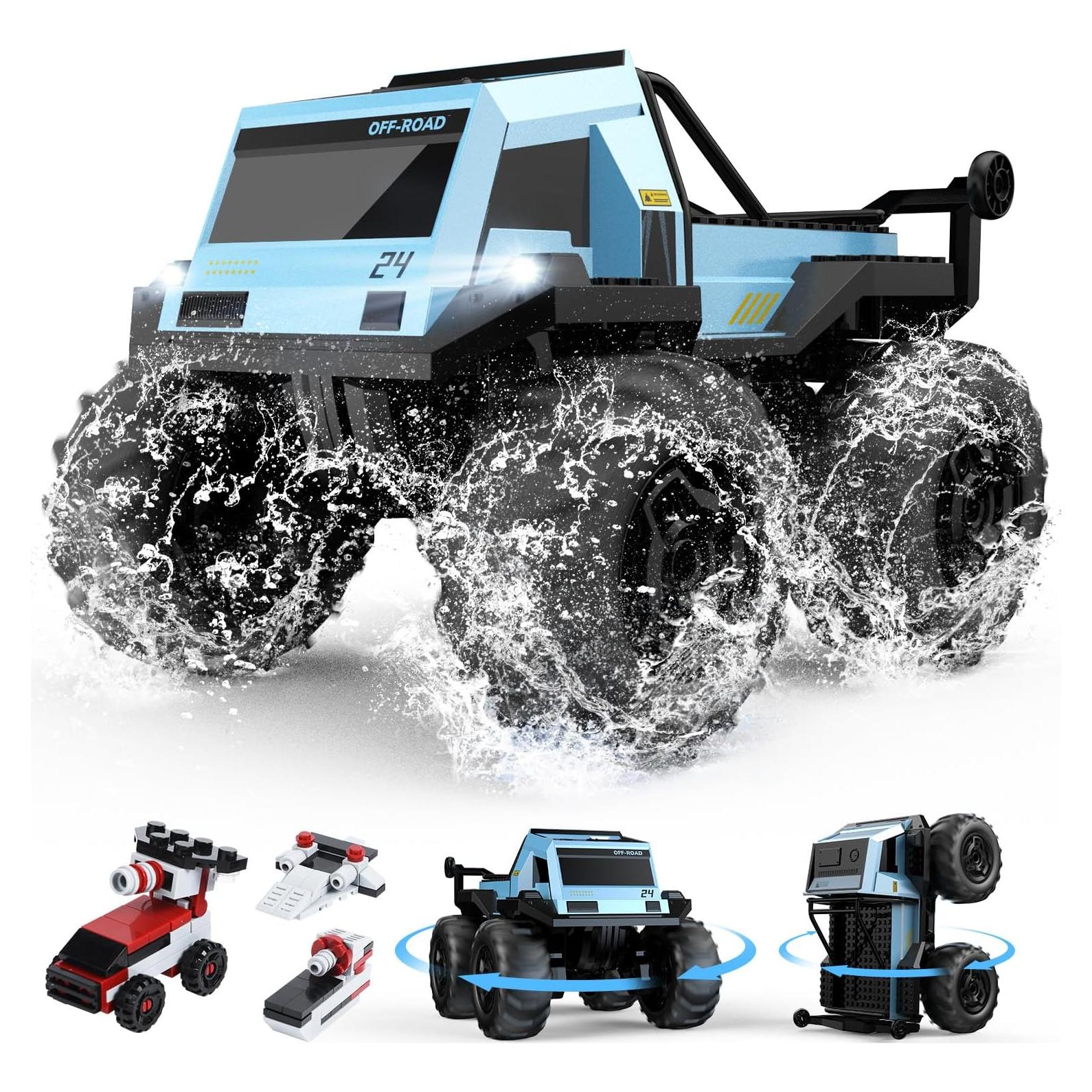 Coche RC Anfibio DEERC 4WD 1.42kg 60min Acrobacias 8+