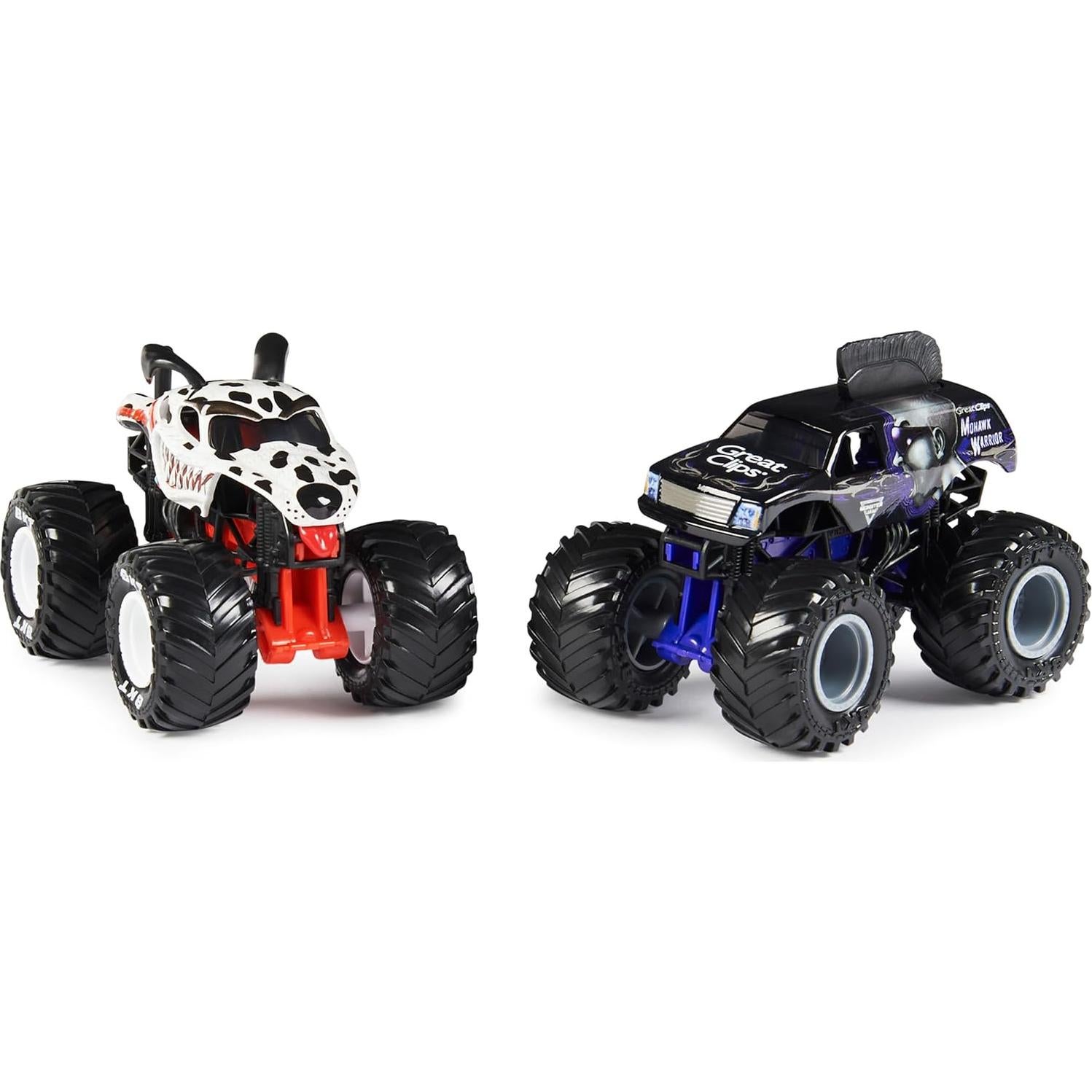 Camiones Monstruo Die-Cast Monster Jam 1:64 Mutt Dálmata vs Guerrero Mohawk