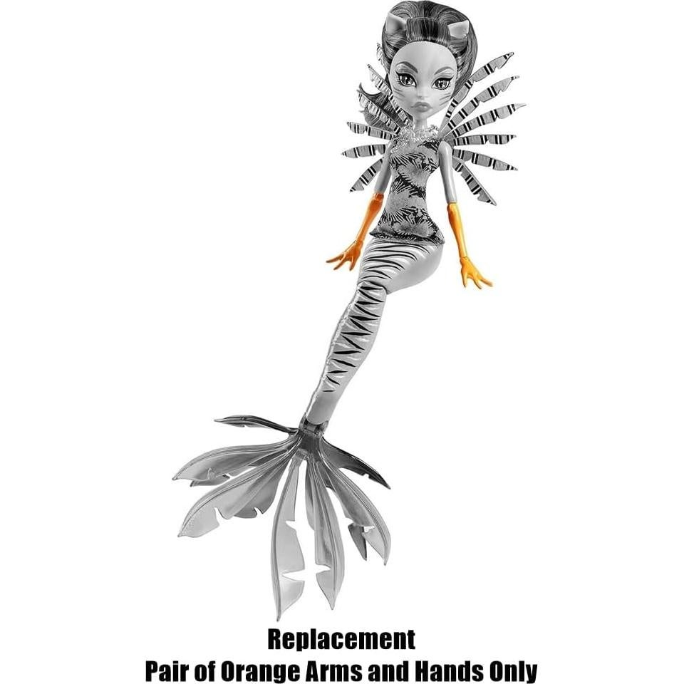 Replacement Parts for Monster High Great Scarrier Reef Glowsome Ghoulfish Toralei Doll DHH36 - Replacement Arms and Hands Orange