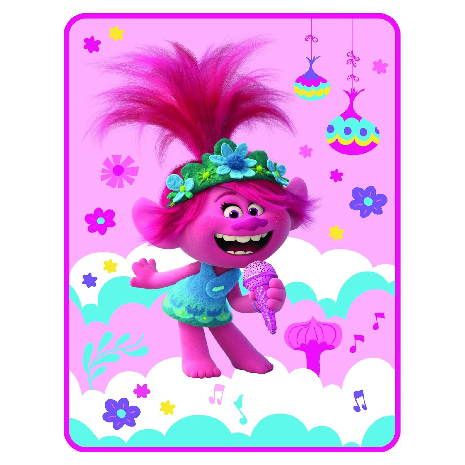 Manta de Peluche Franco Trolls 152.4x116.8 cm Arcoíris