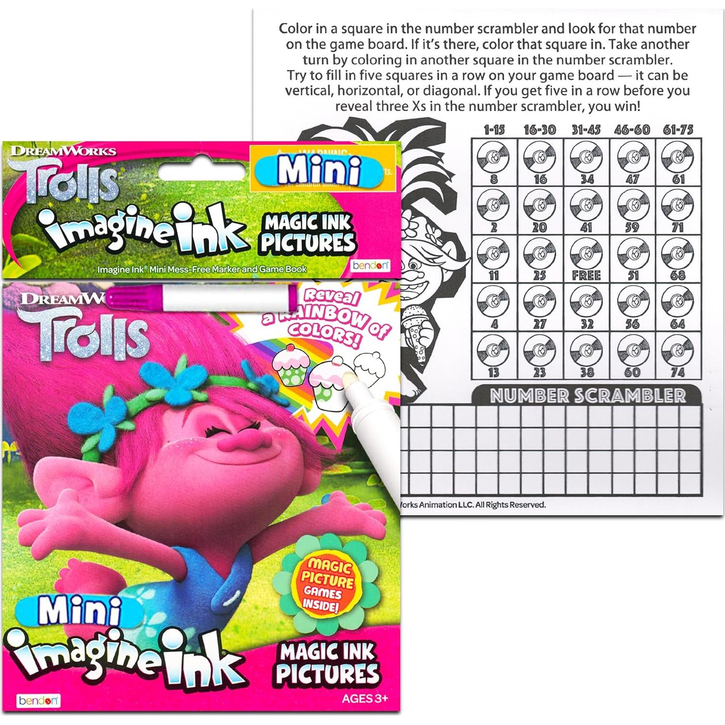 Conjunto de Libro para Colorear Trolls Imagine Ink con Crayones y Stickers