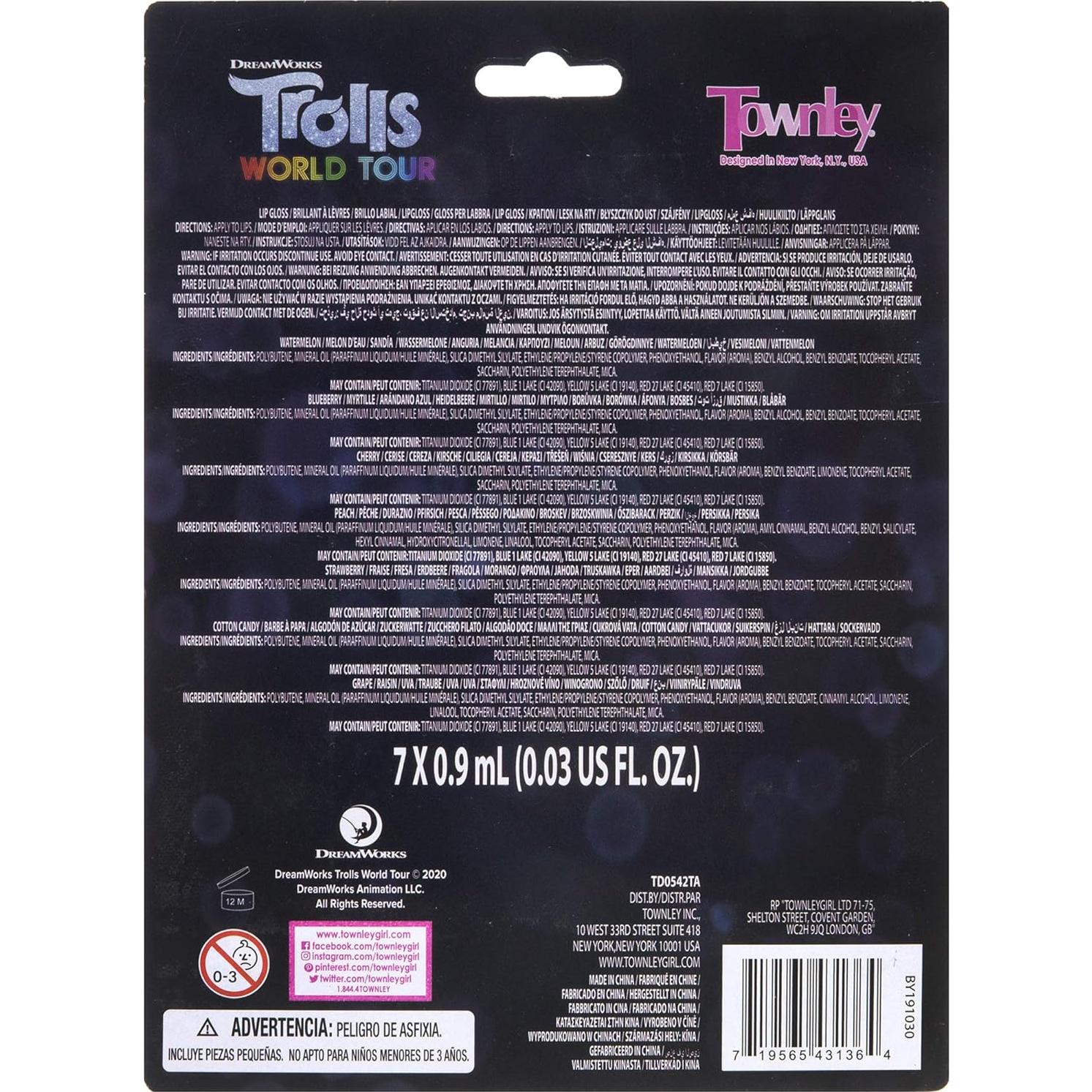 Conjunto de Maquillaje Labial Townley Girl 7 Piezas Trolls