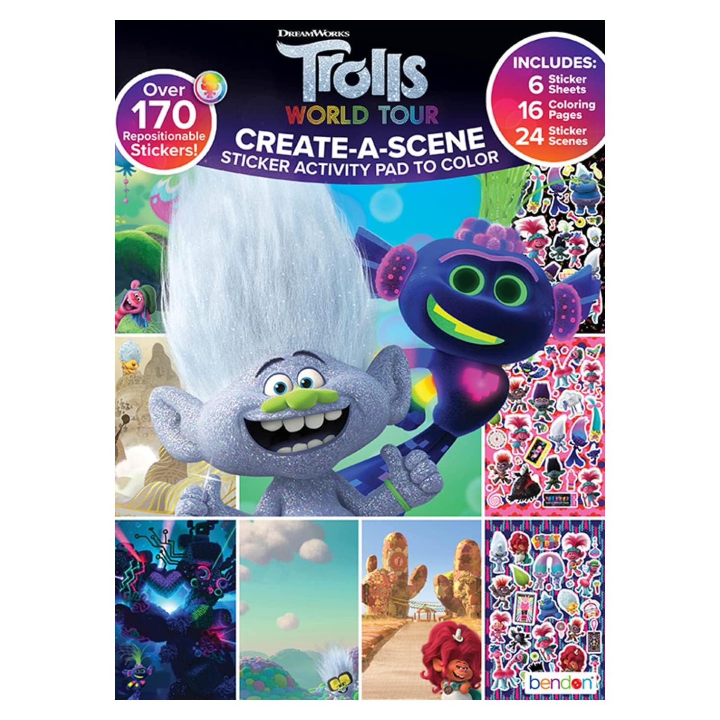 Pegatinas para Colorear Bendon Trolls 2 World Tour - 170 Piezas