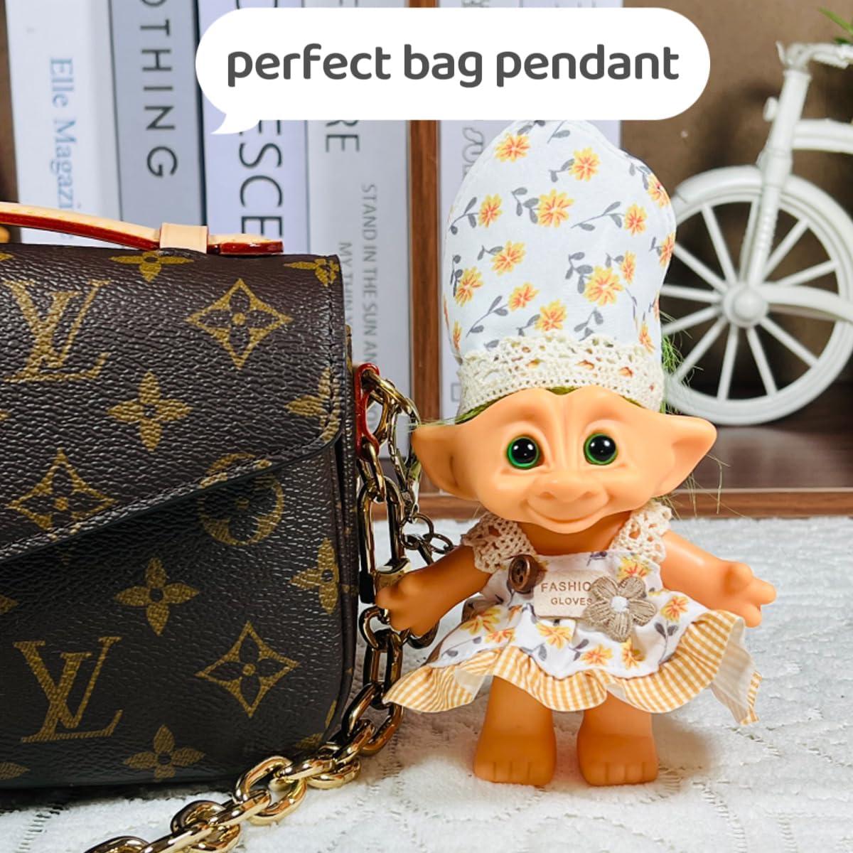 Llave de anillo muñeca troll vintage Yintlilocn 10 cm