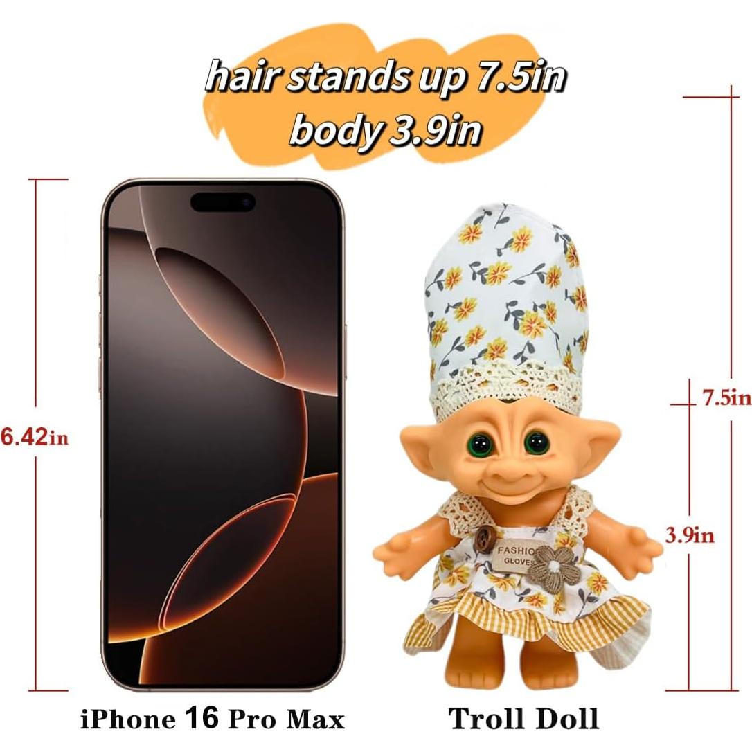 Llave de anillo muñeca troll vintage Yintlilocn 10 cm