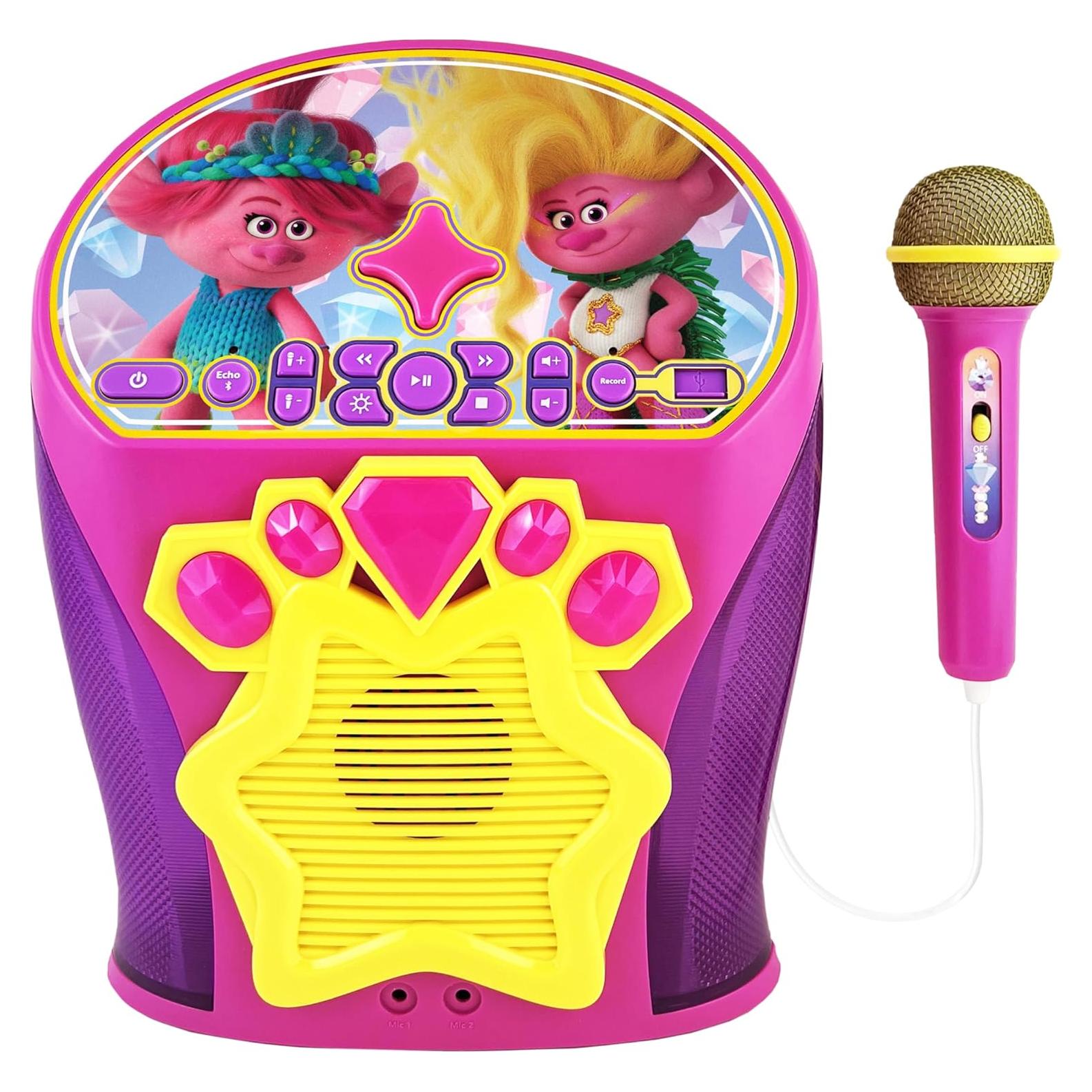 Máquina de Karaoke eKids Trolls Rosa con Micrófono y Bluetooth