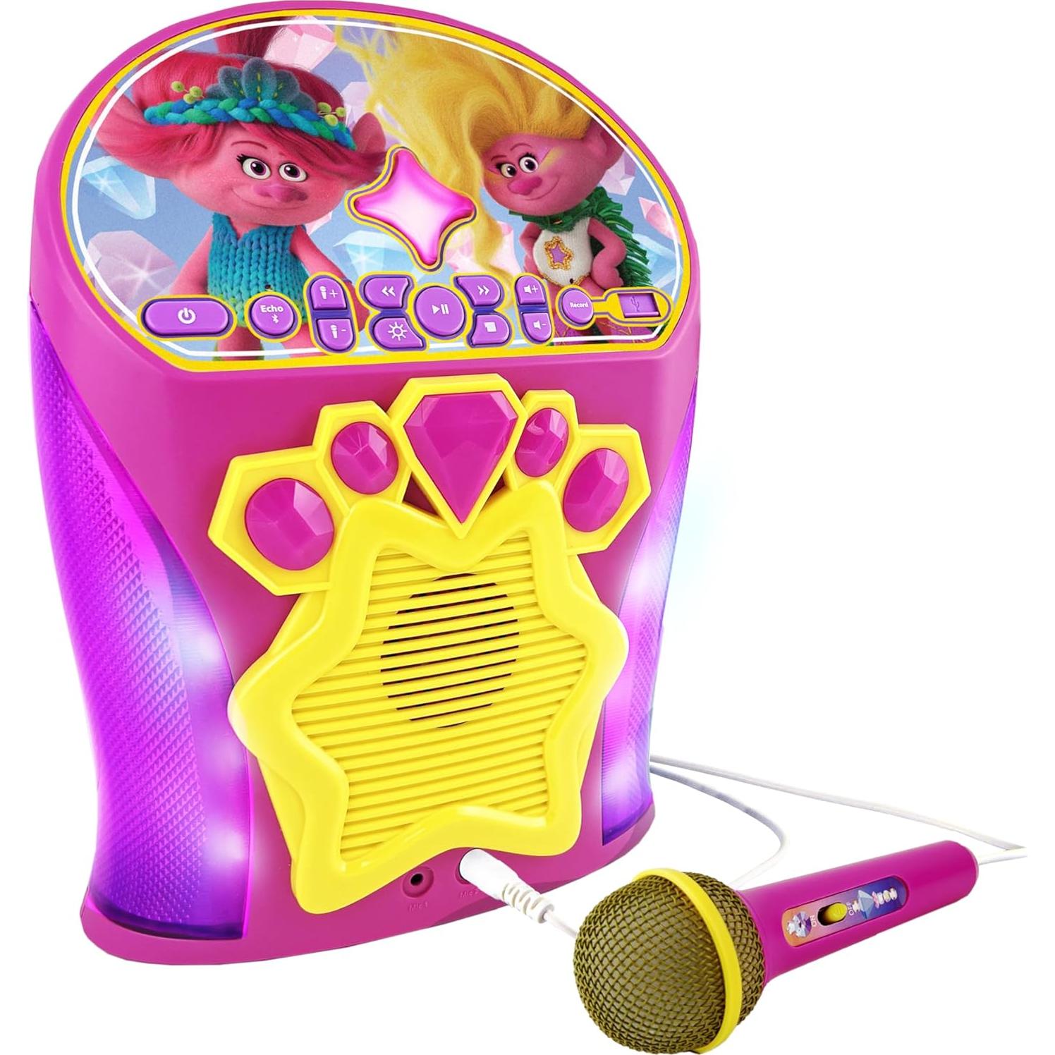 Máquina de Karaoke eKids Trolls Rosa con Micrófono y Bluetooth