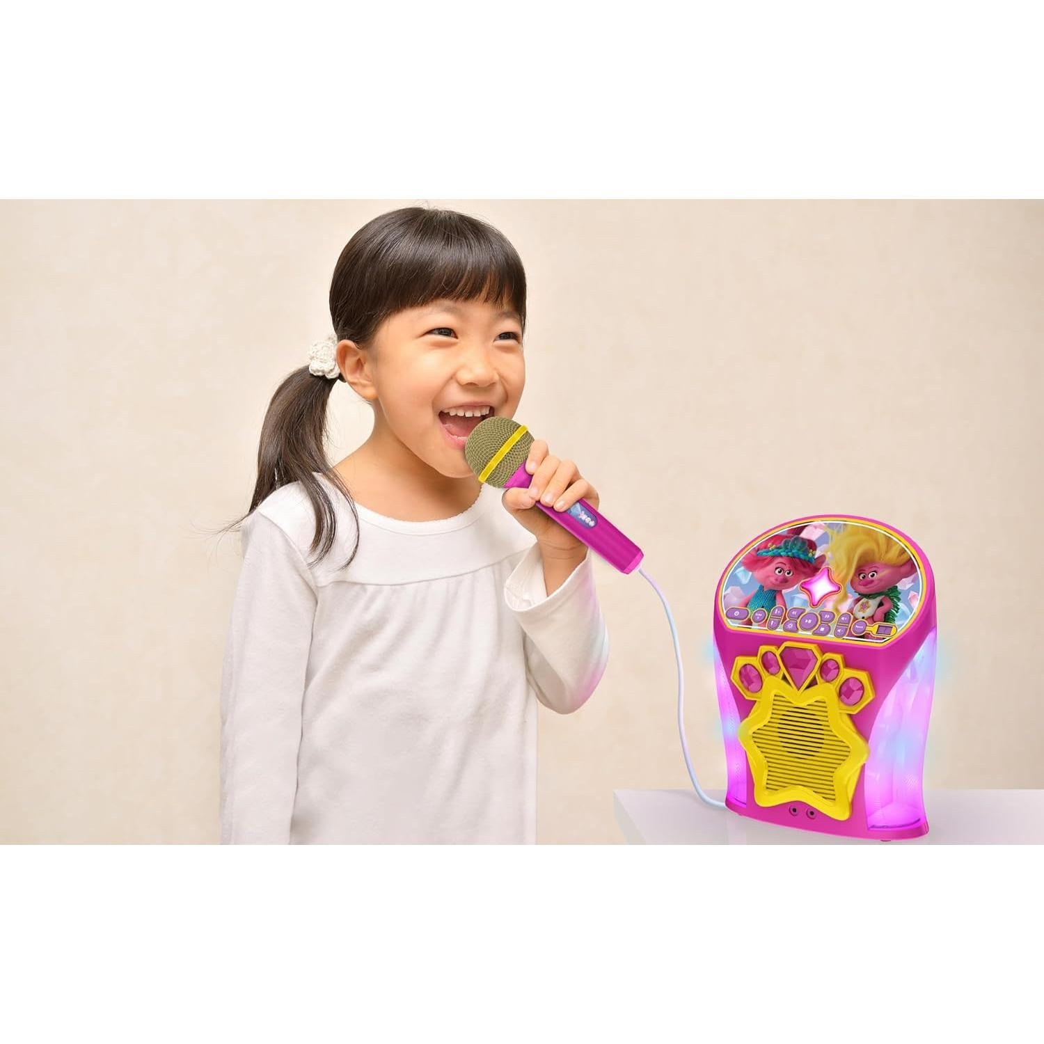 Máquina de Karaoke eKids Trolls Rosa con Micrófono y Bluetooth
