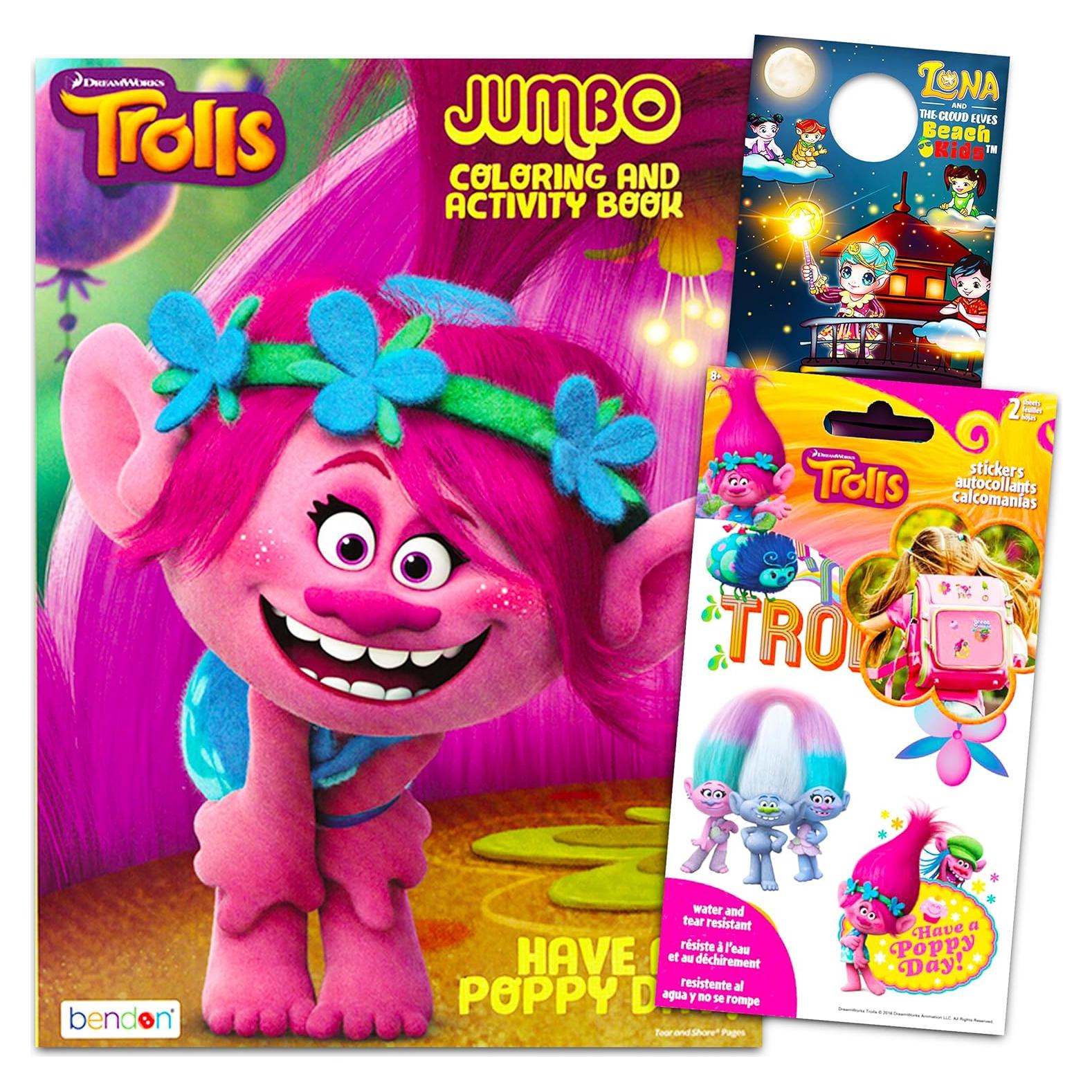 Libro para Colorear Trolls DreamWorks con Stickers - 96 Páginas