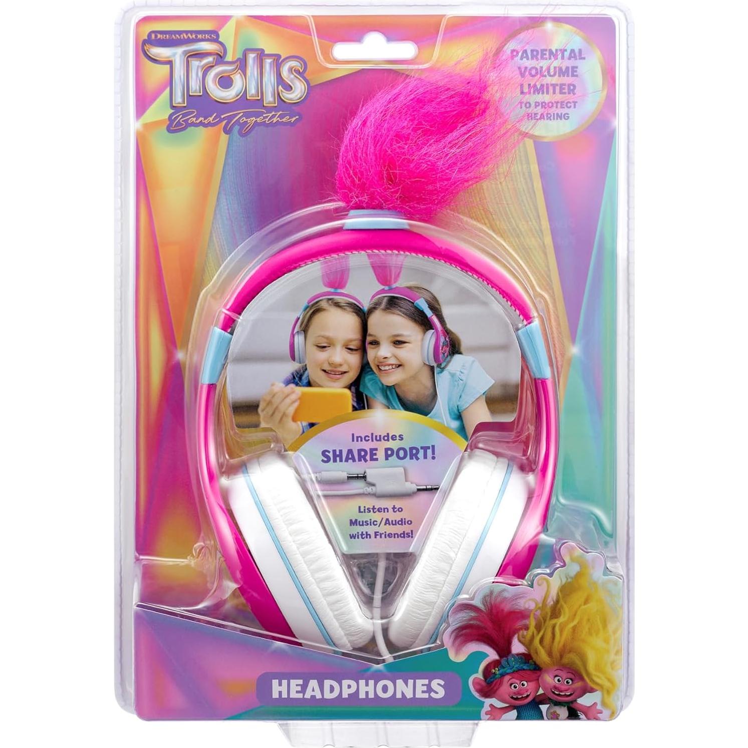 Auriculares con cable eKids Trolls TR-140 para niños - Control de volumen