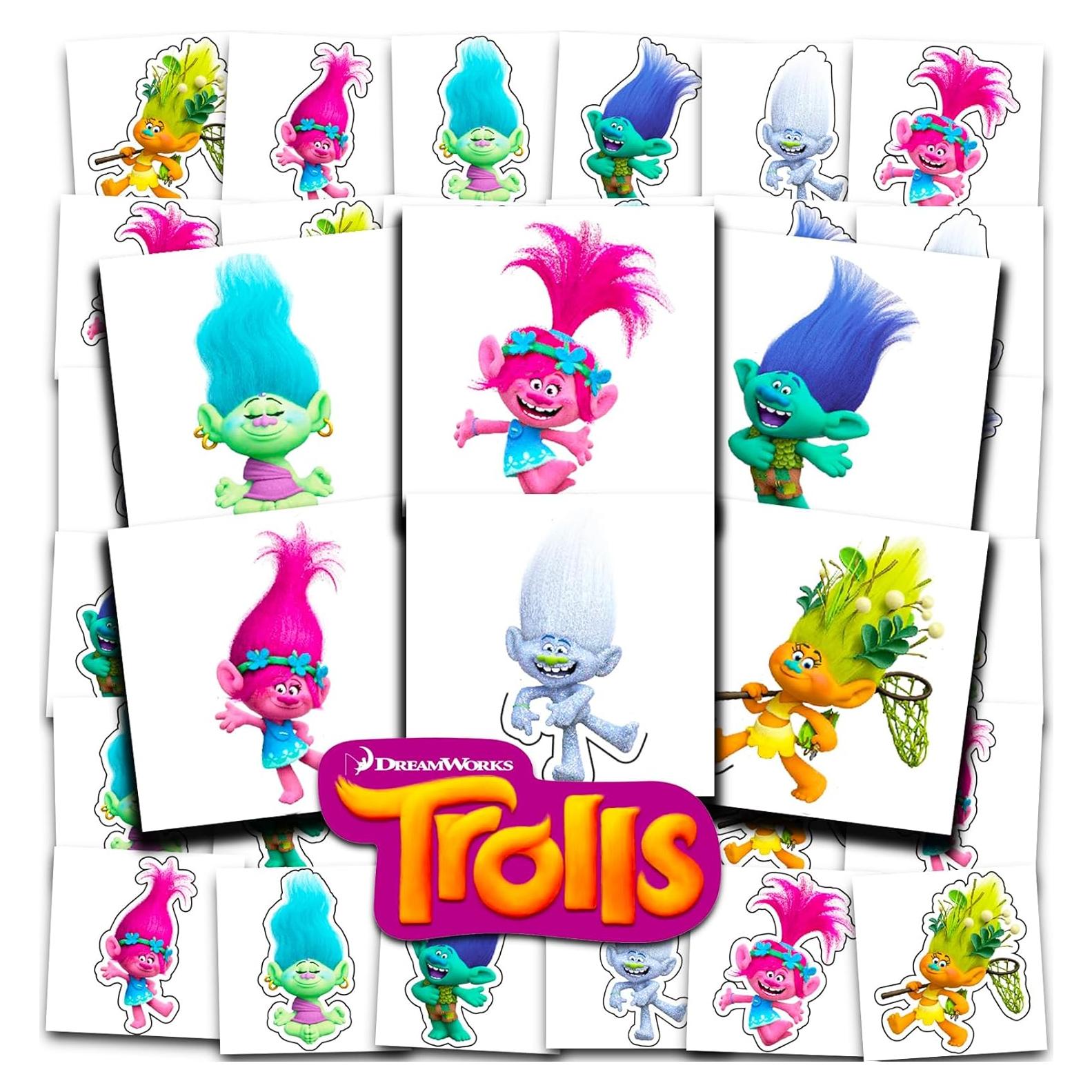 Paquete de 72 Tatuajes Temporales de Trolls Crenstone 5.08 cm