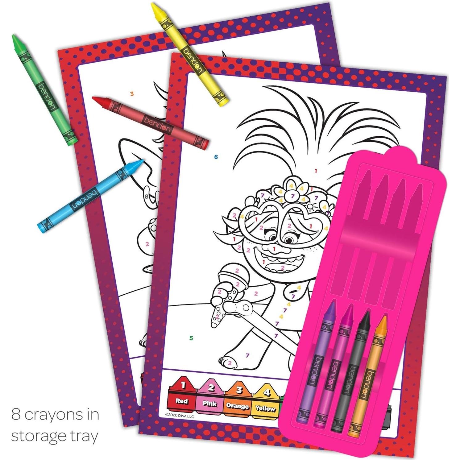 Libro de Actividades para Colorear por Números DreamWorks Trolls 32 Páginas