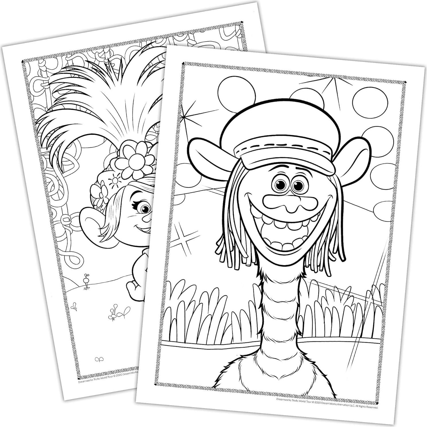 Libro para Colorear Trolls World Tour Bendon 48 Páginas con Crayones