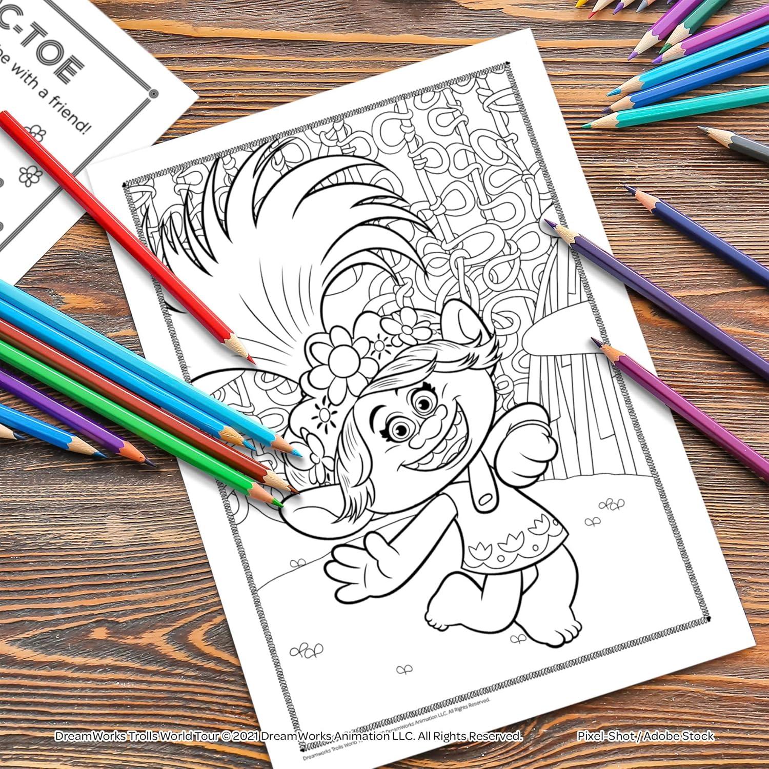 Libro para Colorear Trolls World Tour Bendon 48 Páginas con Crayones