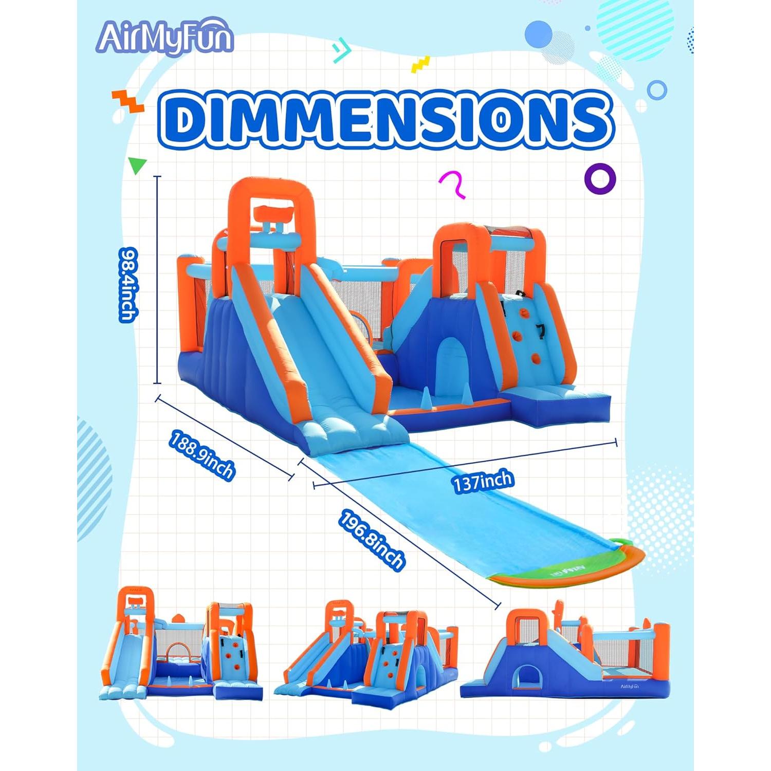 Casa Inflable de Salto AirMyFun con Doble Tobogán y Ventilador