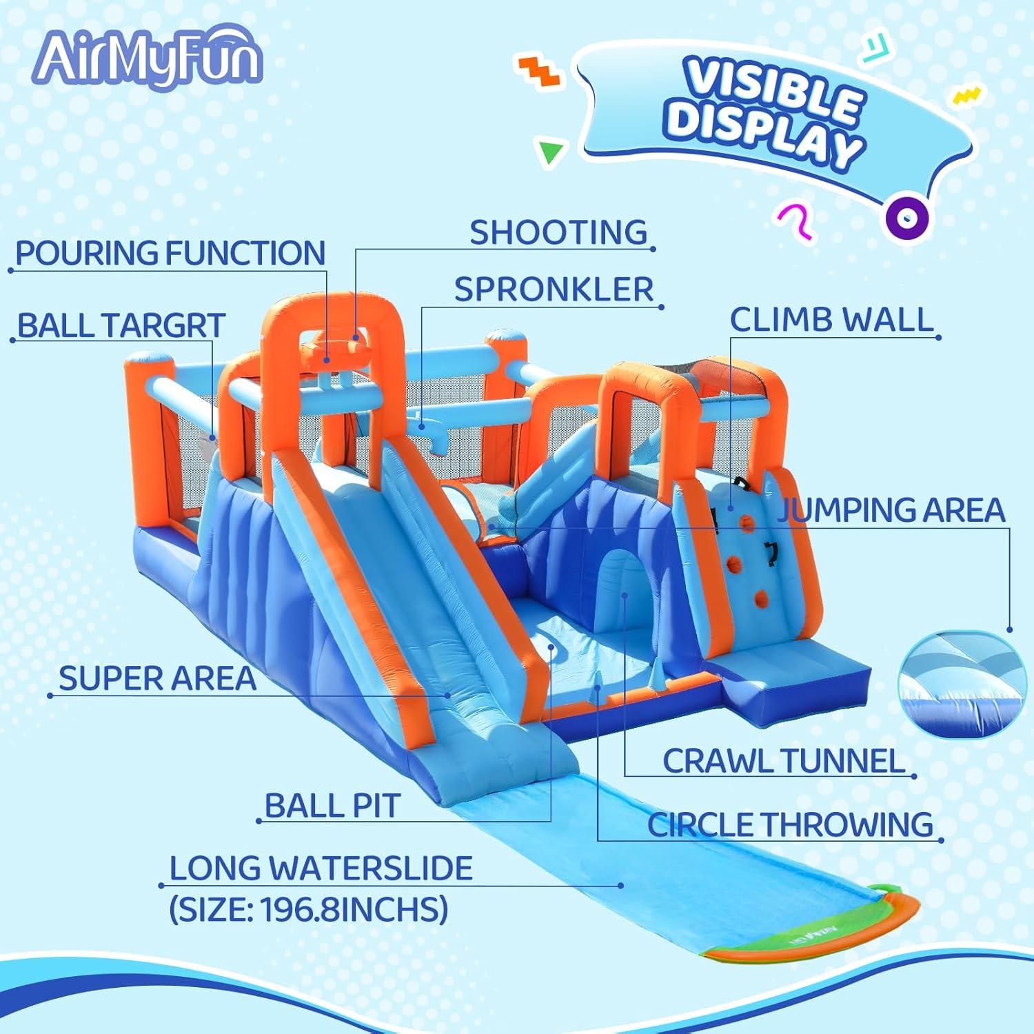 Casa Inflable de Salto AirMyFun con Doble Tobogán y Ventilador