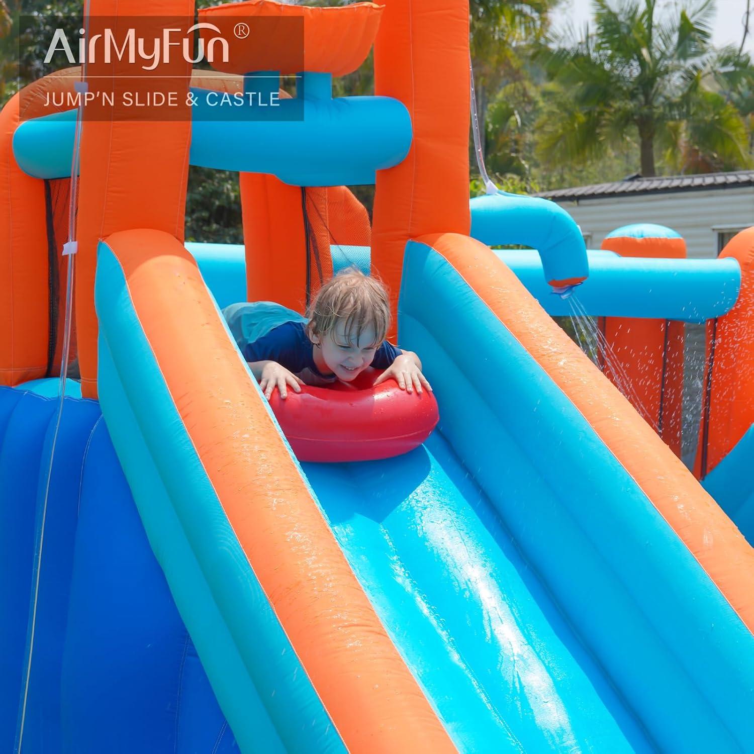 Casa Inflable de Salto AirMyFun con Doble Tobogán y Ventilador