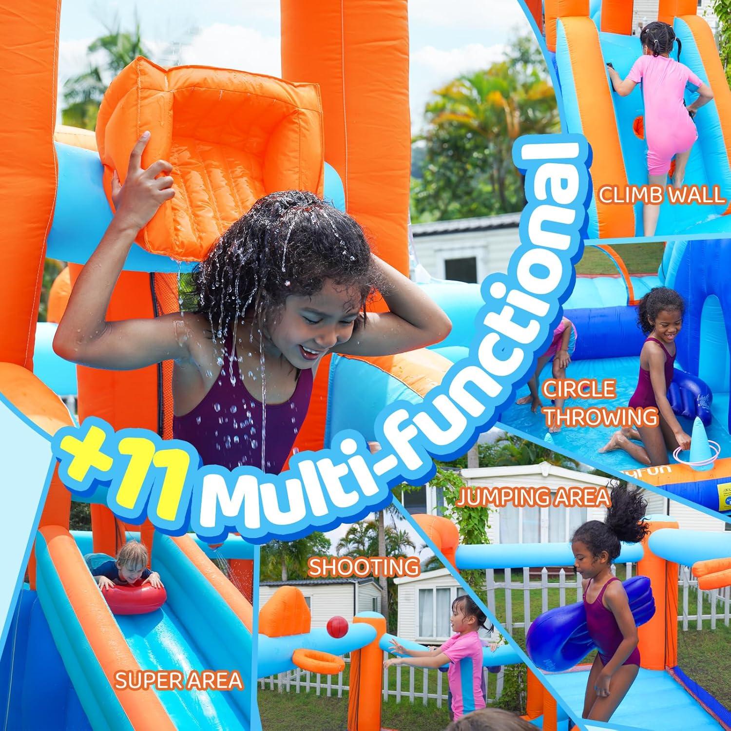 Casa Inflable de Salto AirMyFun con Doble Tobogán y Ventilador