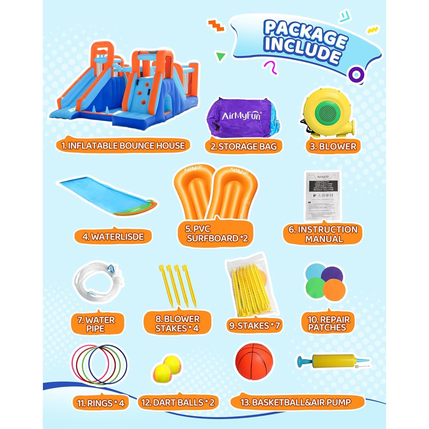 Casa Inflable de Salto AirMyFun con Doble Tobogán y Ventilador