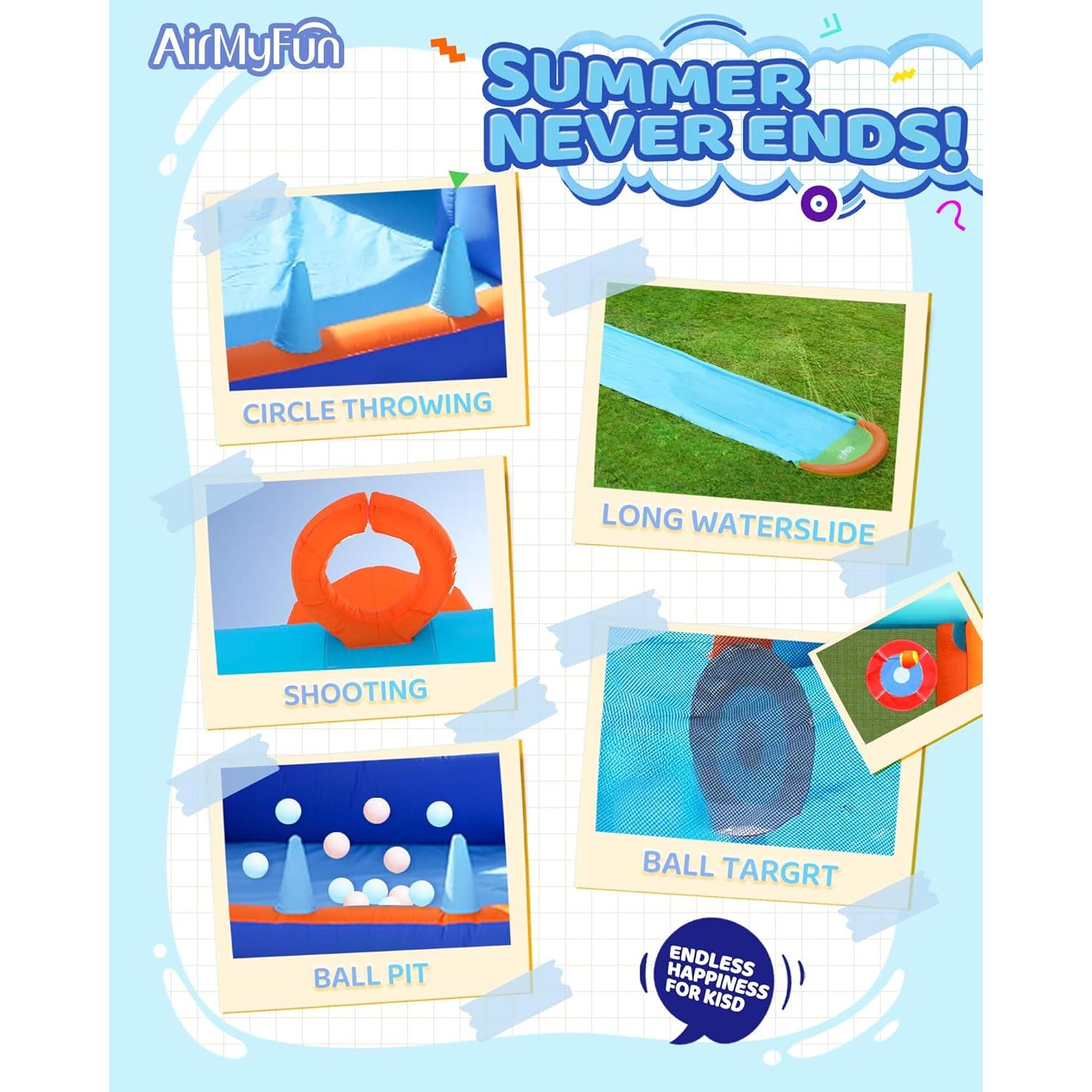 Casa Inflable de Salto AirMyFun con Doble Tobogán y Ventilador