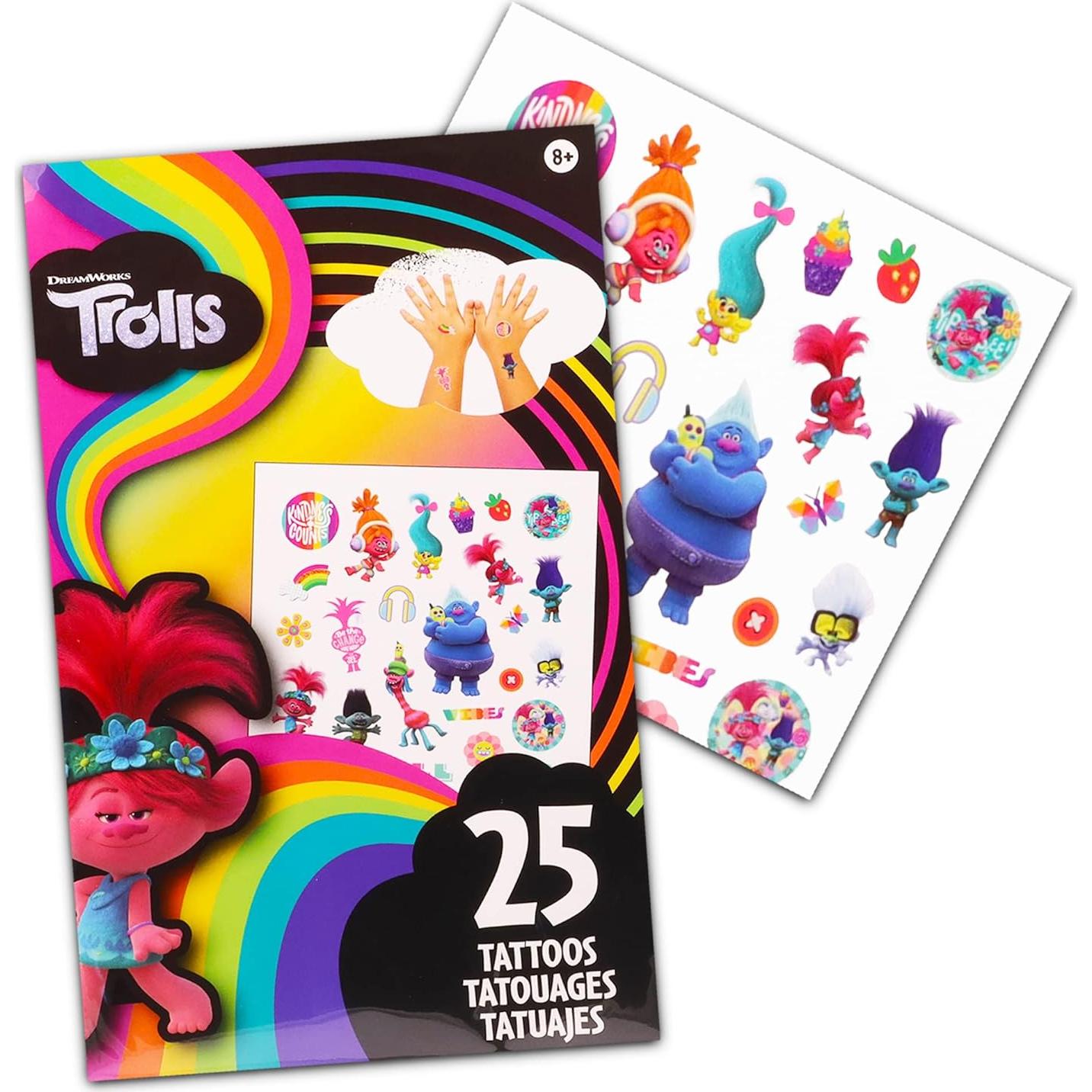 Paquete de 75 Tatuajes Temporales de Trolls - Suministros de Fiesta