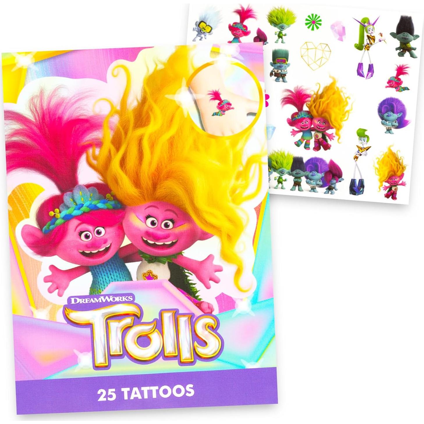 Paquete de 75 Tatuajes Temporales de Trolls - Suministros de Fiesta