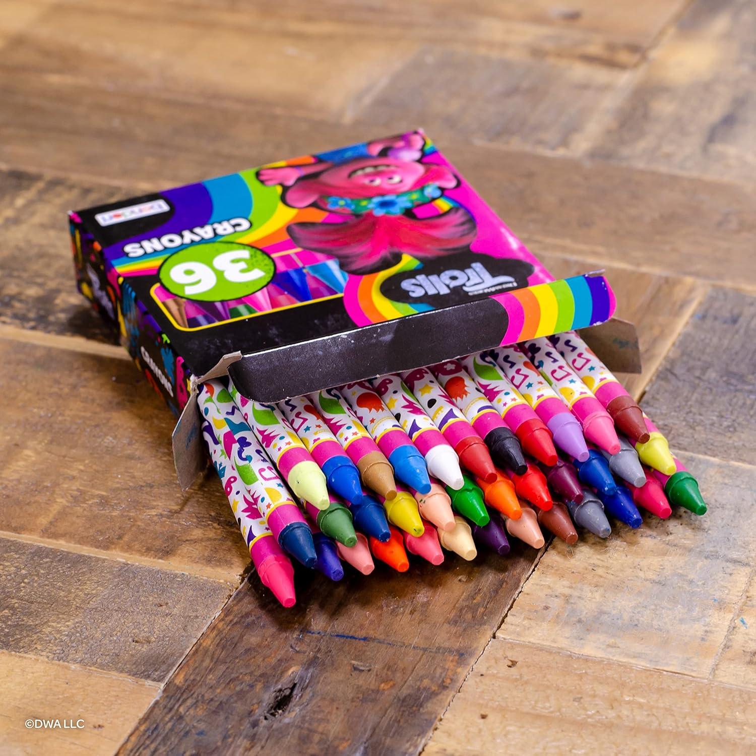 Crayones DreamWorks Trolls 36 Piezas en Caja Tuck