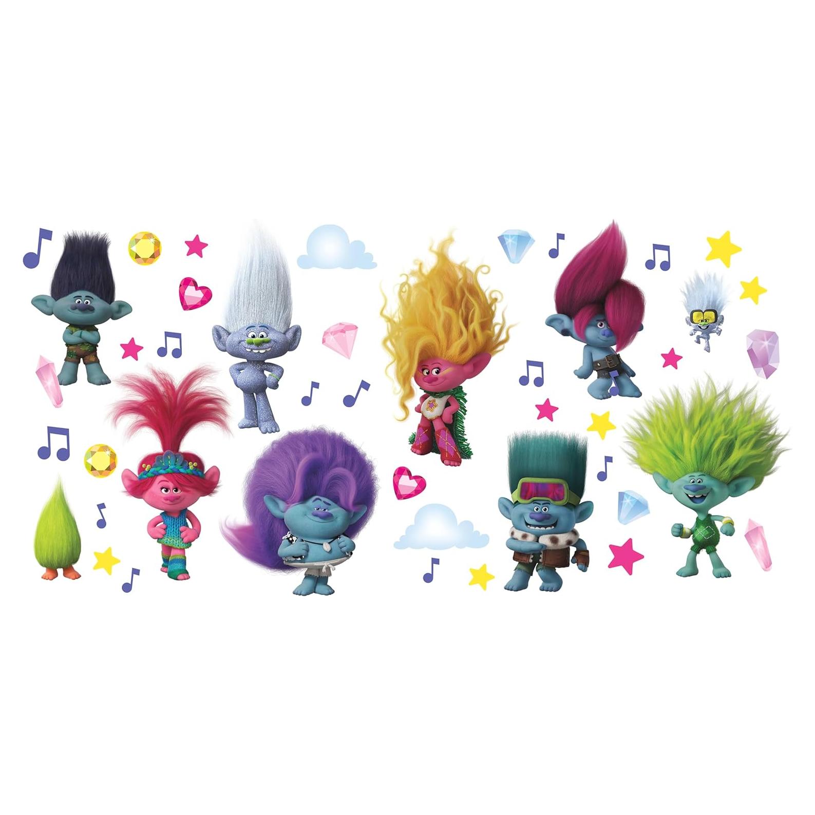 Calcomanías de Pared RoomMates Trolls 3 Brillantes 31 Piezas