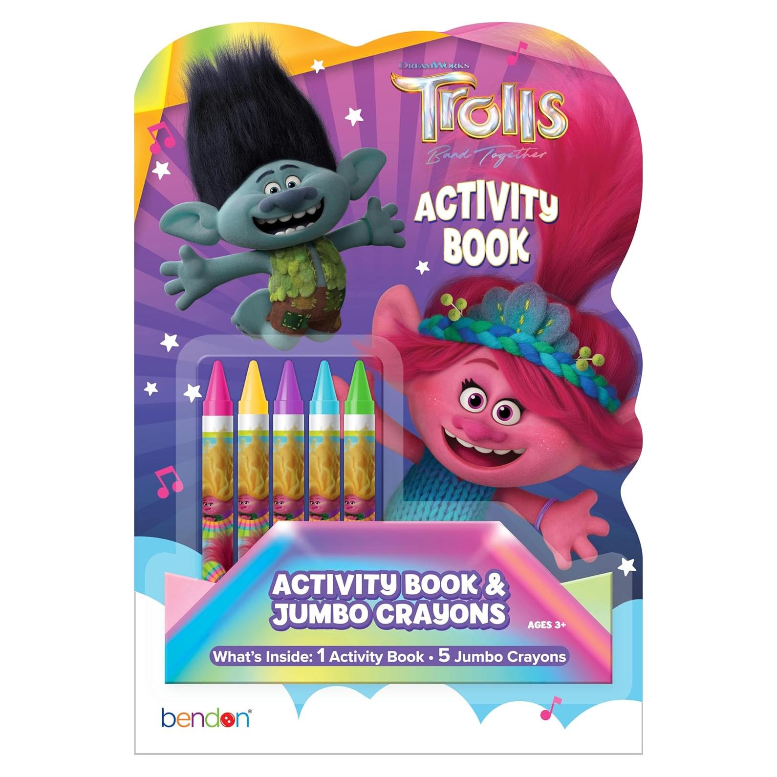 Libro de Actividades Dreamworks Trolls con 5 Crayones Jumbo