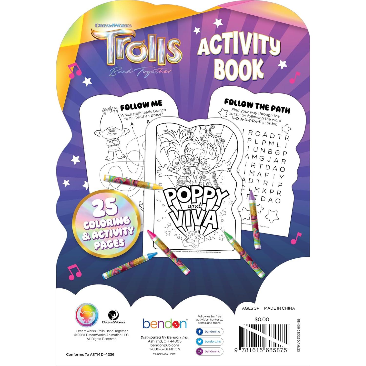 Libro de Actividades Dreamworks Trolls con 5 Crayones Jumbo