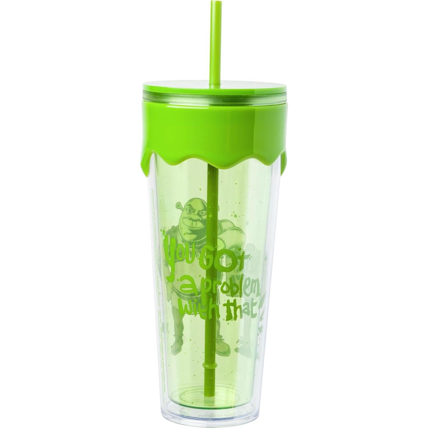 Vaso de Goteo 26oz Baba Plateada Shrek con Limo Verde