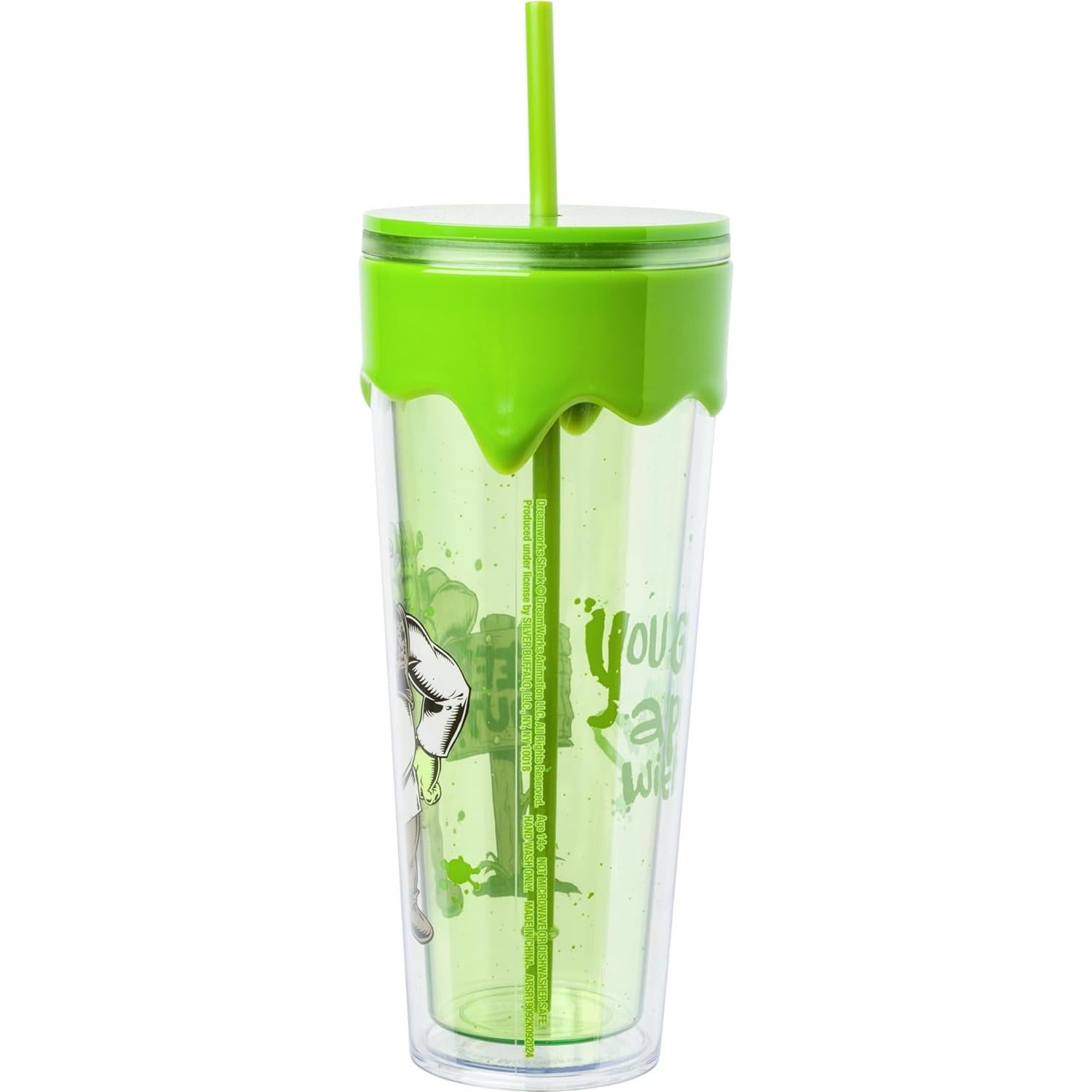 Vaso de Goteo 26oz Baba Plateada Shrek con Limo Verde