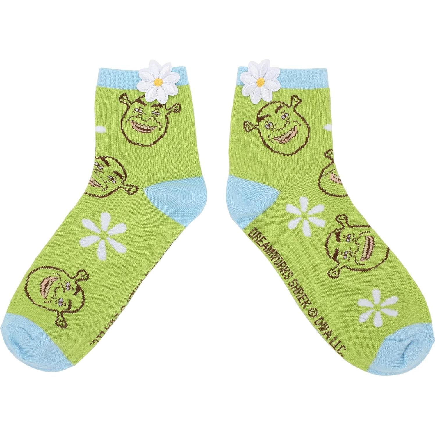Calcetines de mujer Bioworld Shrek 3 pares con flores 3D