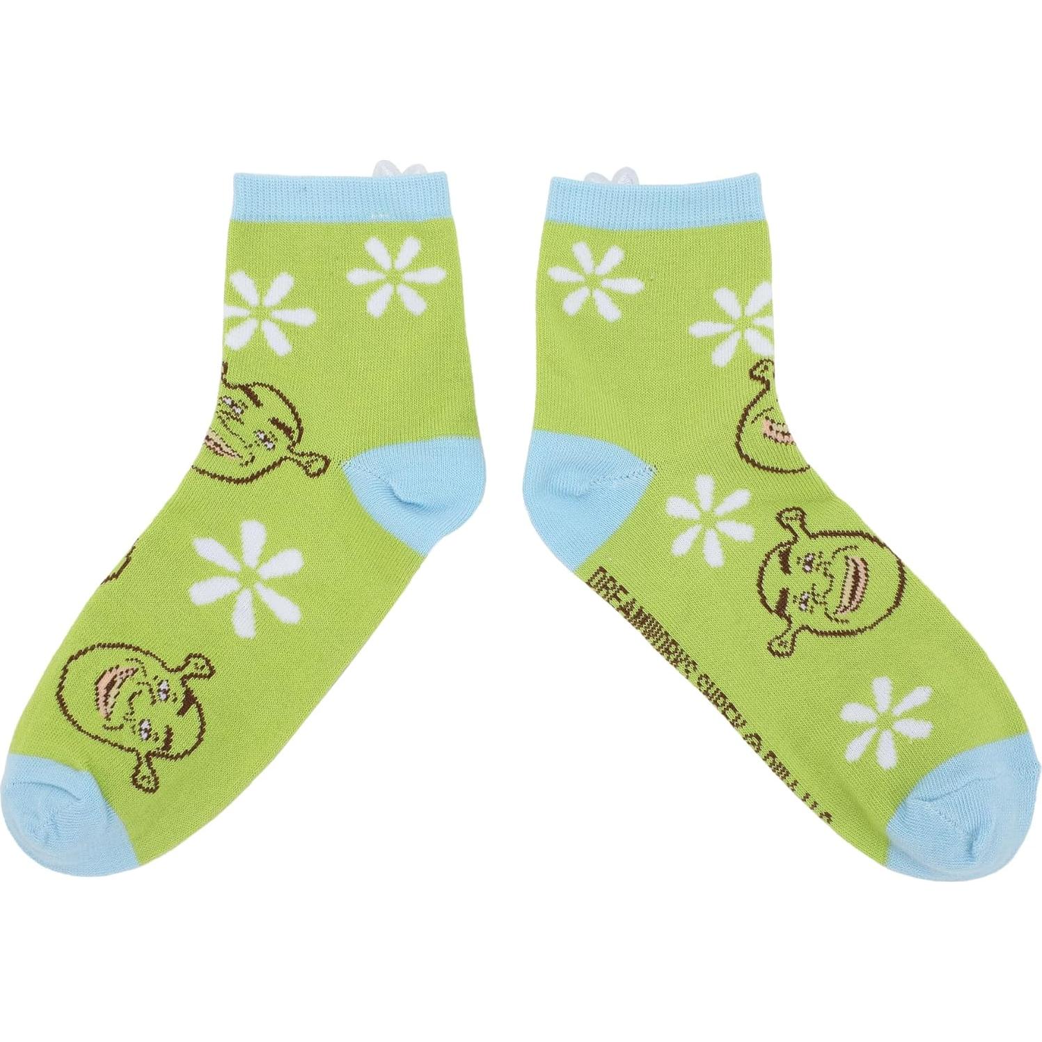 Calcetines de mujer Bioworld Shrek 3 pares con flores 3D
