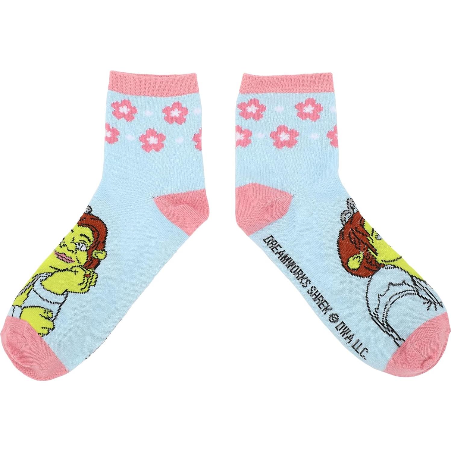 Calcetines de mujer Bioworld Shrek 3 pares con flores 3D