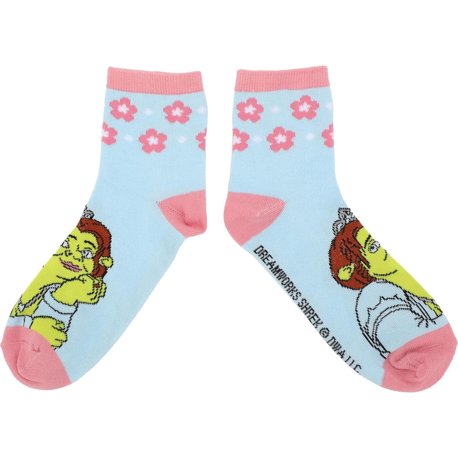Calcetines de mujer Bioworld Shrek 3 pares con flores 3D