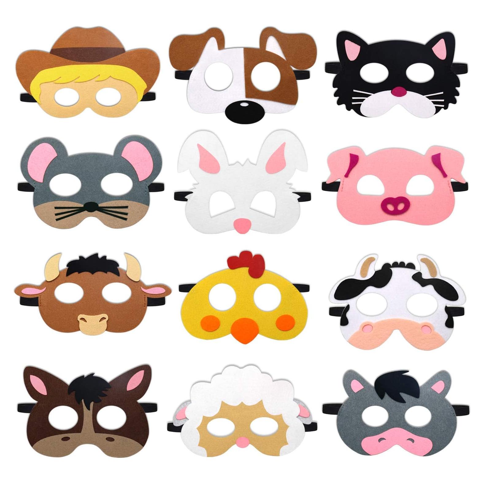 Máscaras de Fiesta de Animales de Granja CiyvoLyeen - 12 Piezas