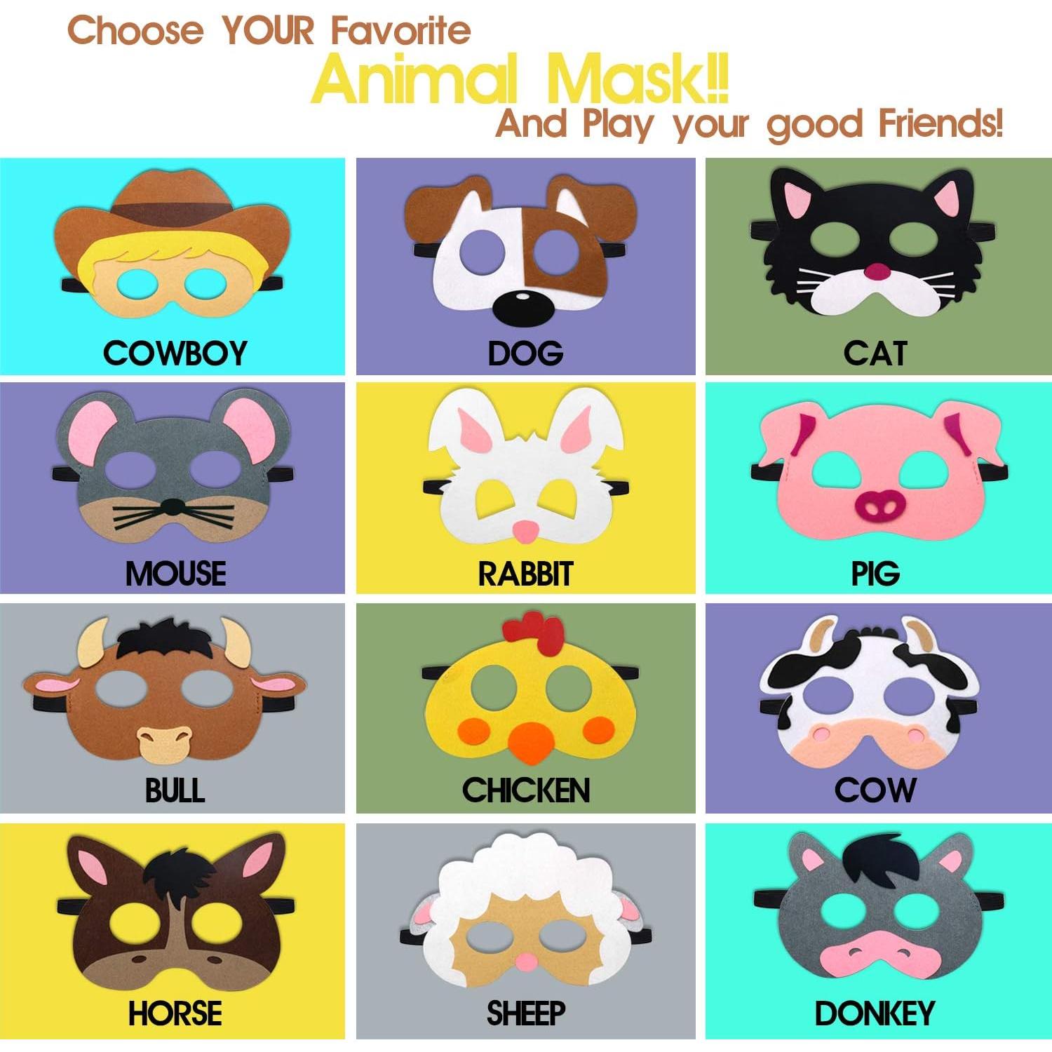 Máscaras de Fiesta de Animales de Granja CiyvoLyeen - 12 Piezas