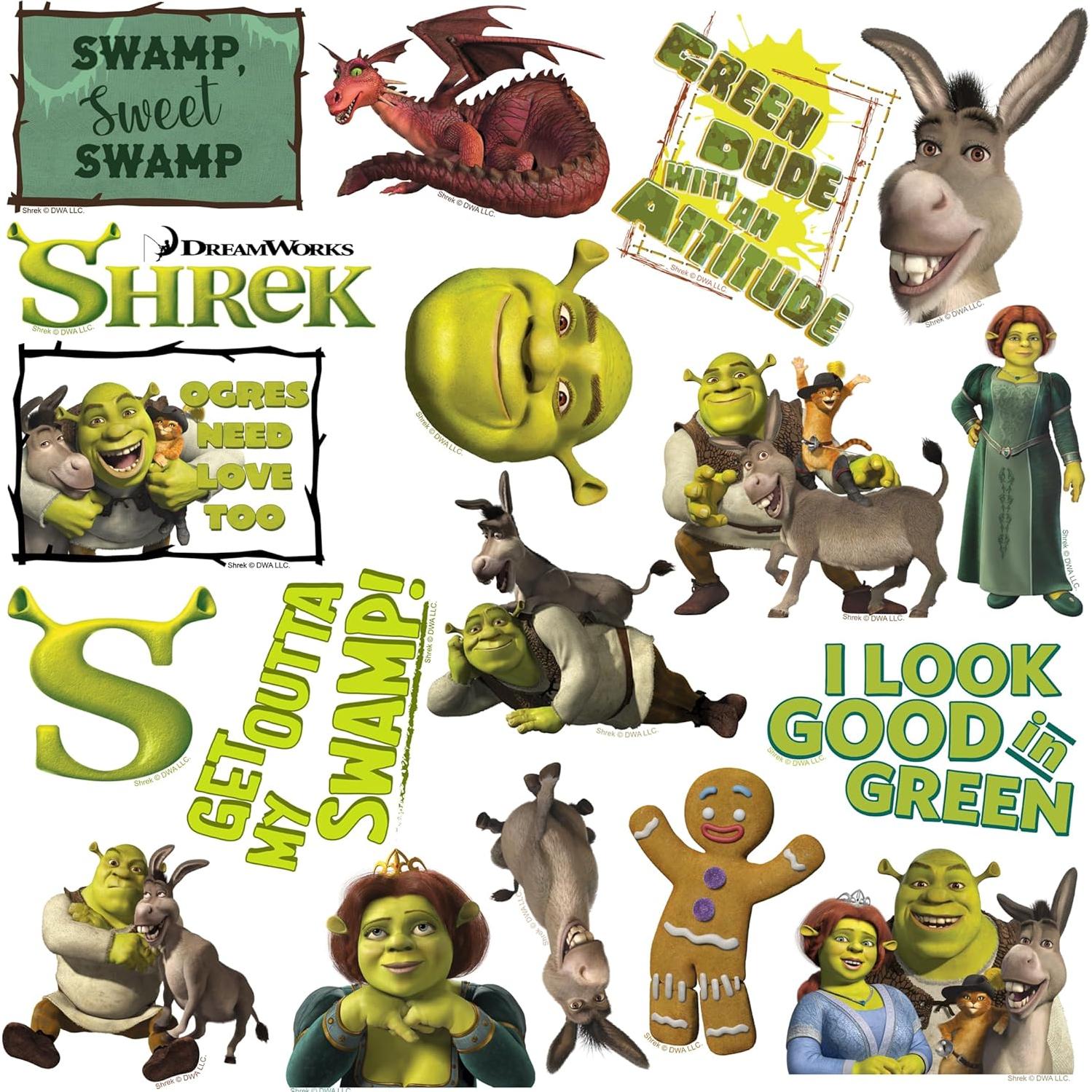 Pack de 50 Stickers Grandes Deluxe Shrek - Vinilo Premium