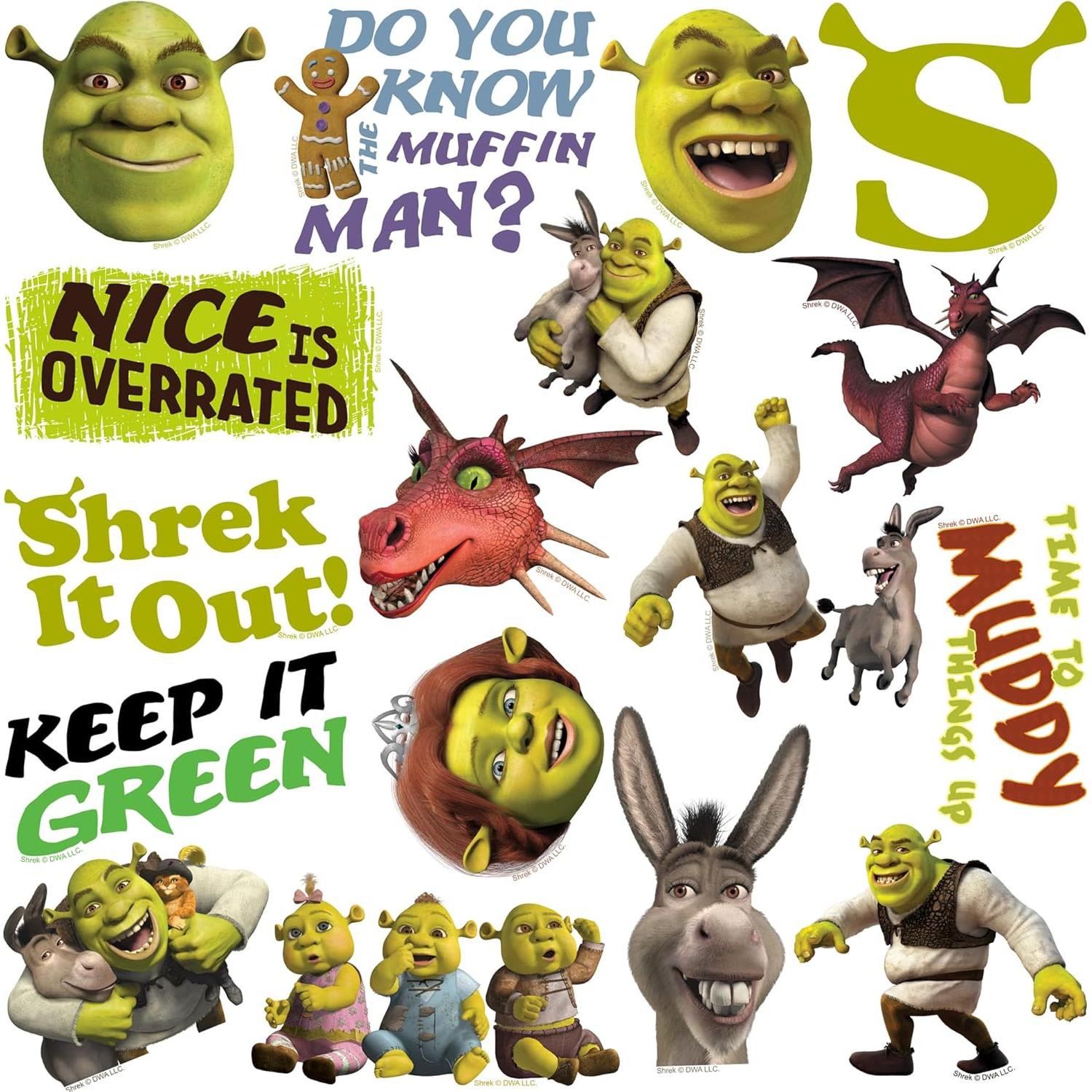 Pack de 50 Stickers Grandes Deluxe Shrek - Vinilo Premium