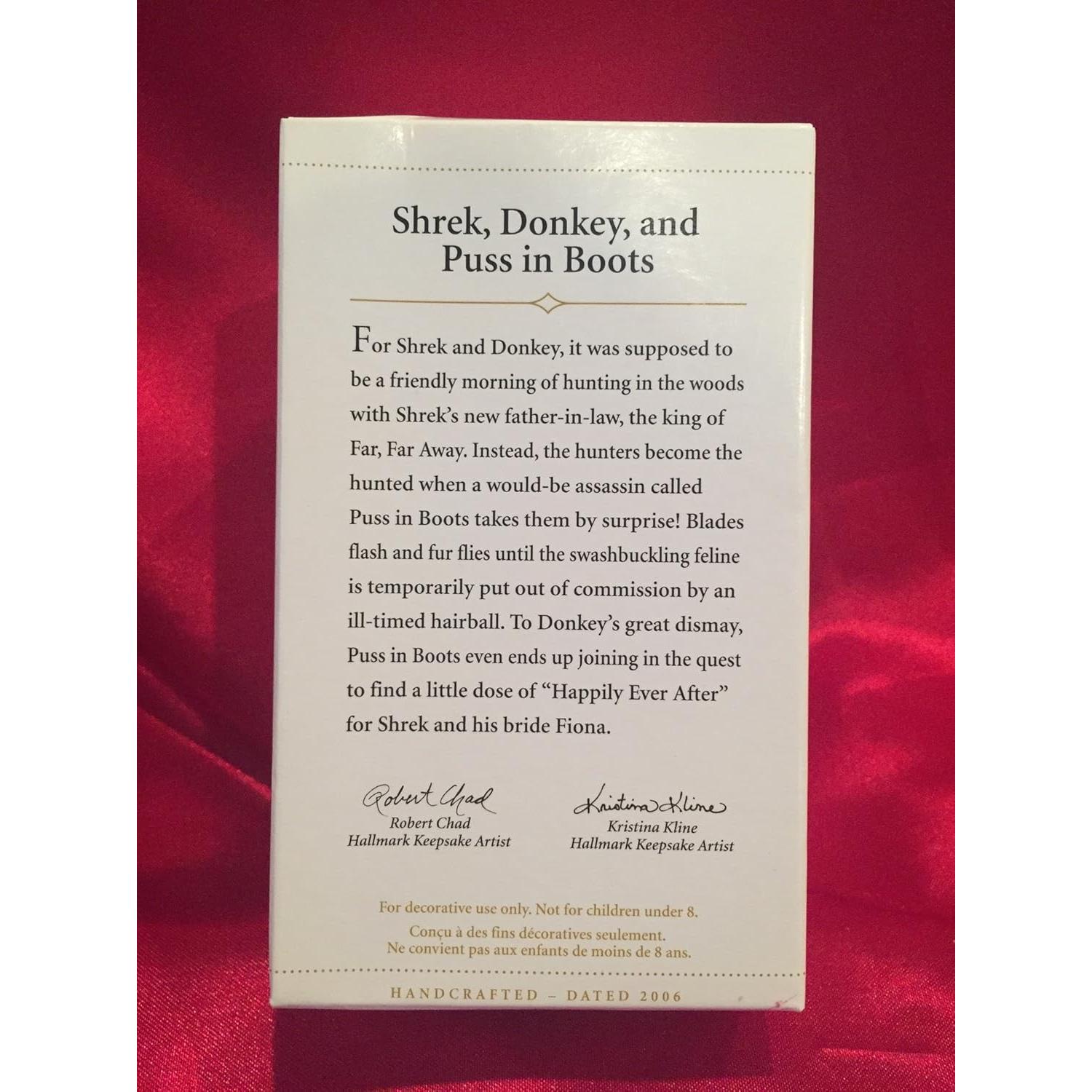 Adorno Hallmark Shrek y Gato con Botas 2006 90.7g